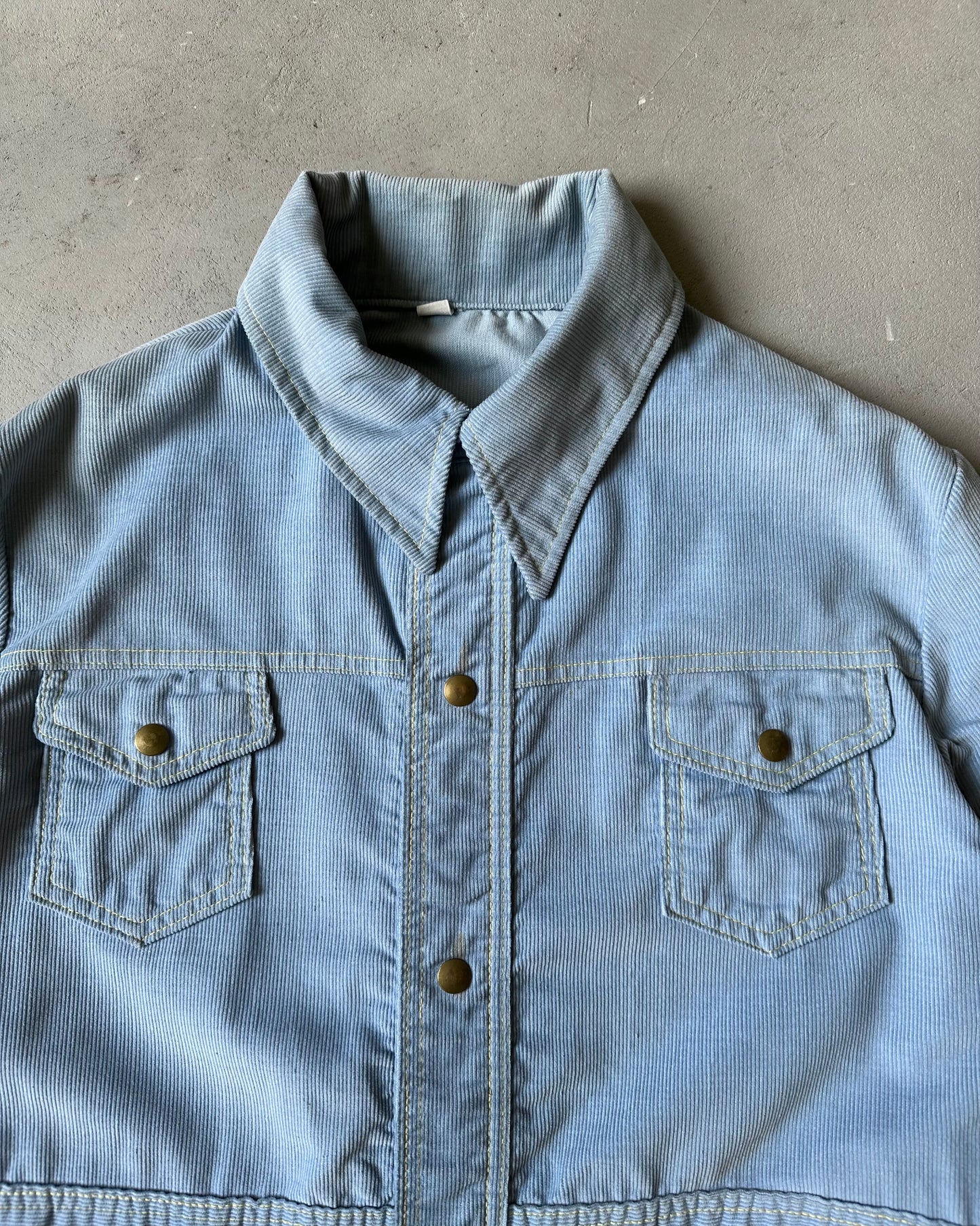 1970s - Blue Corduroy Safari Overshirt - L