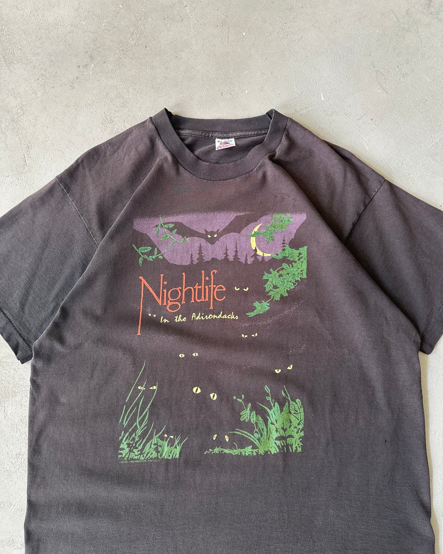 1990s - Faded Black Nightlife T-Shirt - XL