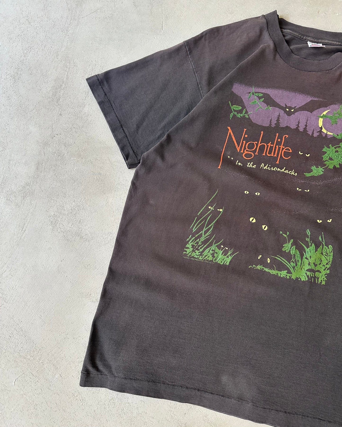 1990s - Faded Black Nightlife T-Shirt - XL