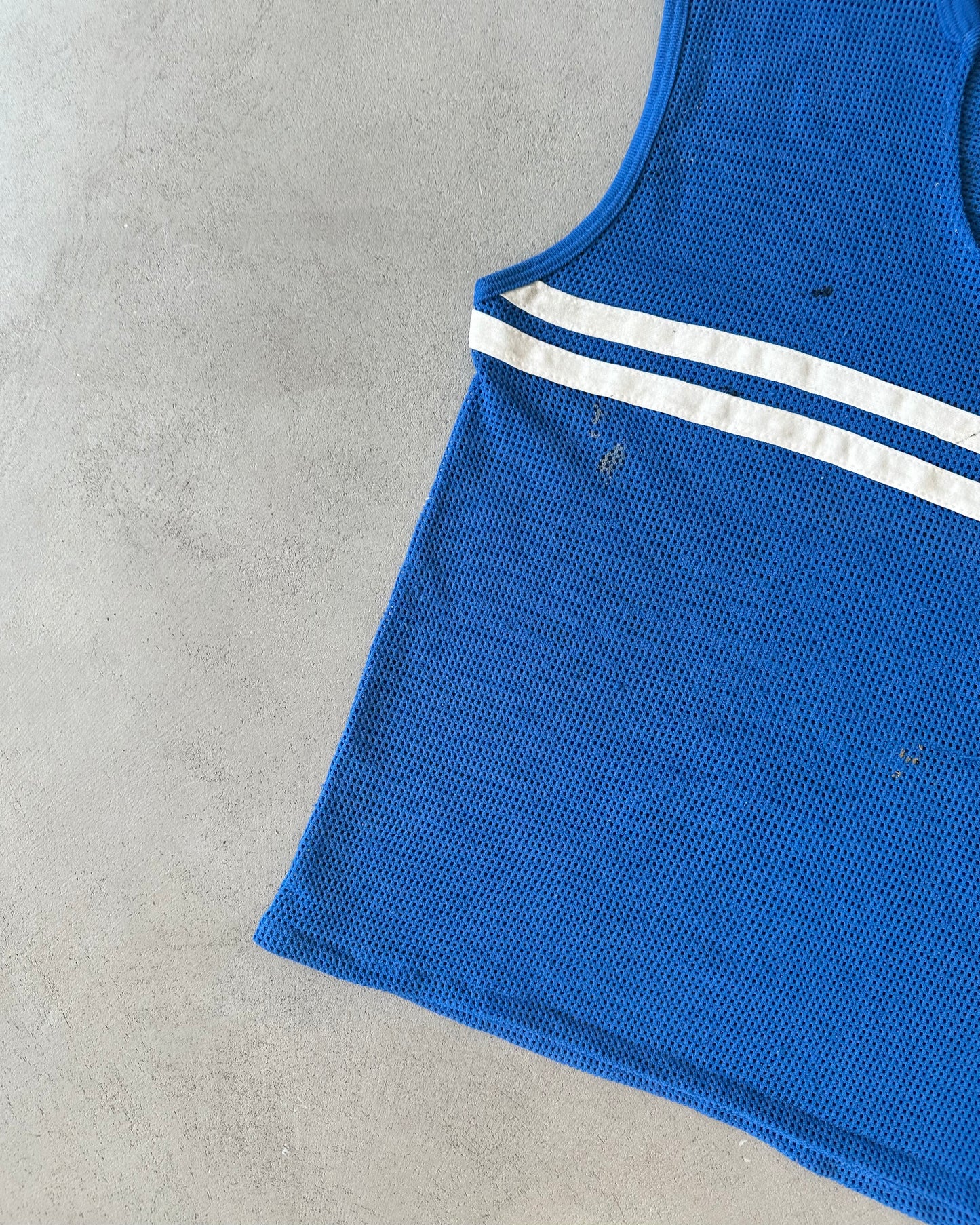 1980s - Distressed Blue Mesh Tank Top - S