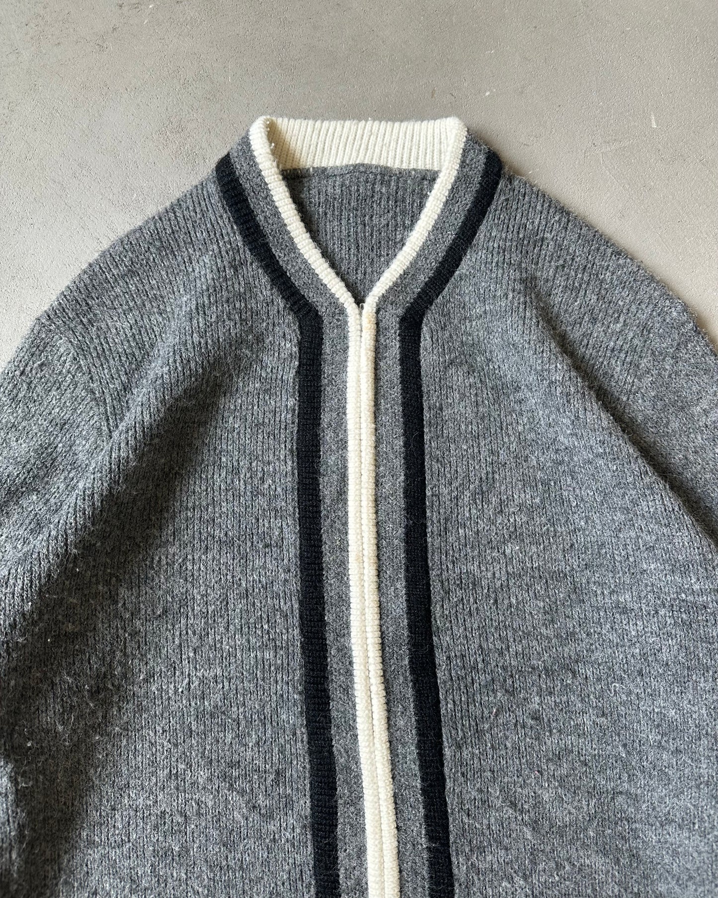 1970s - Gray Zip-up Cardigan - M