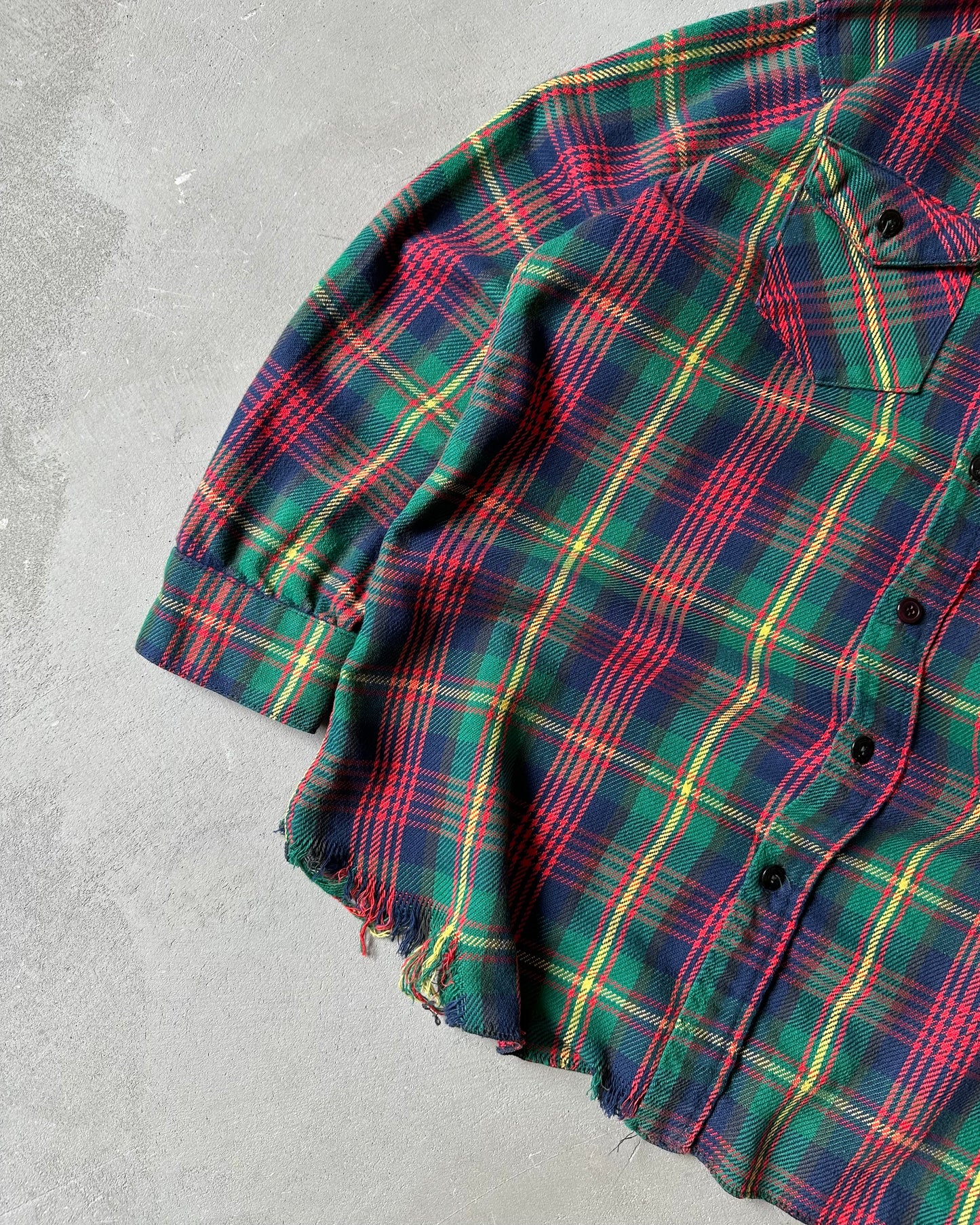 1980s - Distressed Green/Navy Frostproof Plaid Flannel - XL