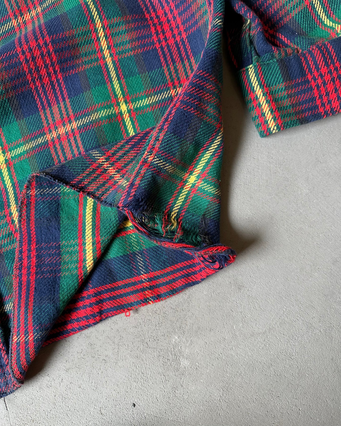 1980s - Distressed Green/Navy Frostproof Plaid Flannel - XL
