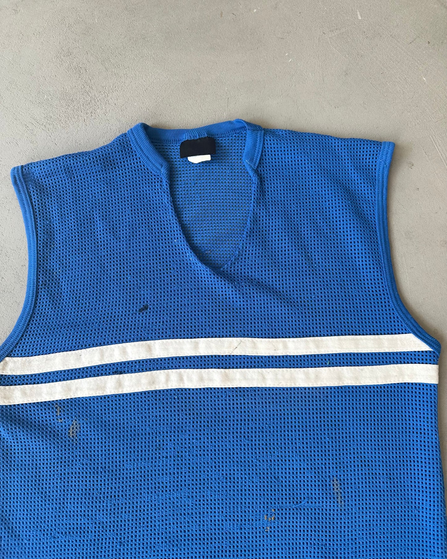 1980s - Distressed Blue Mesh Tank Top - S