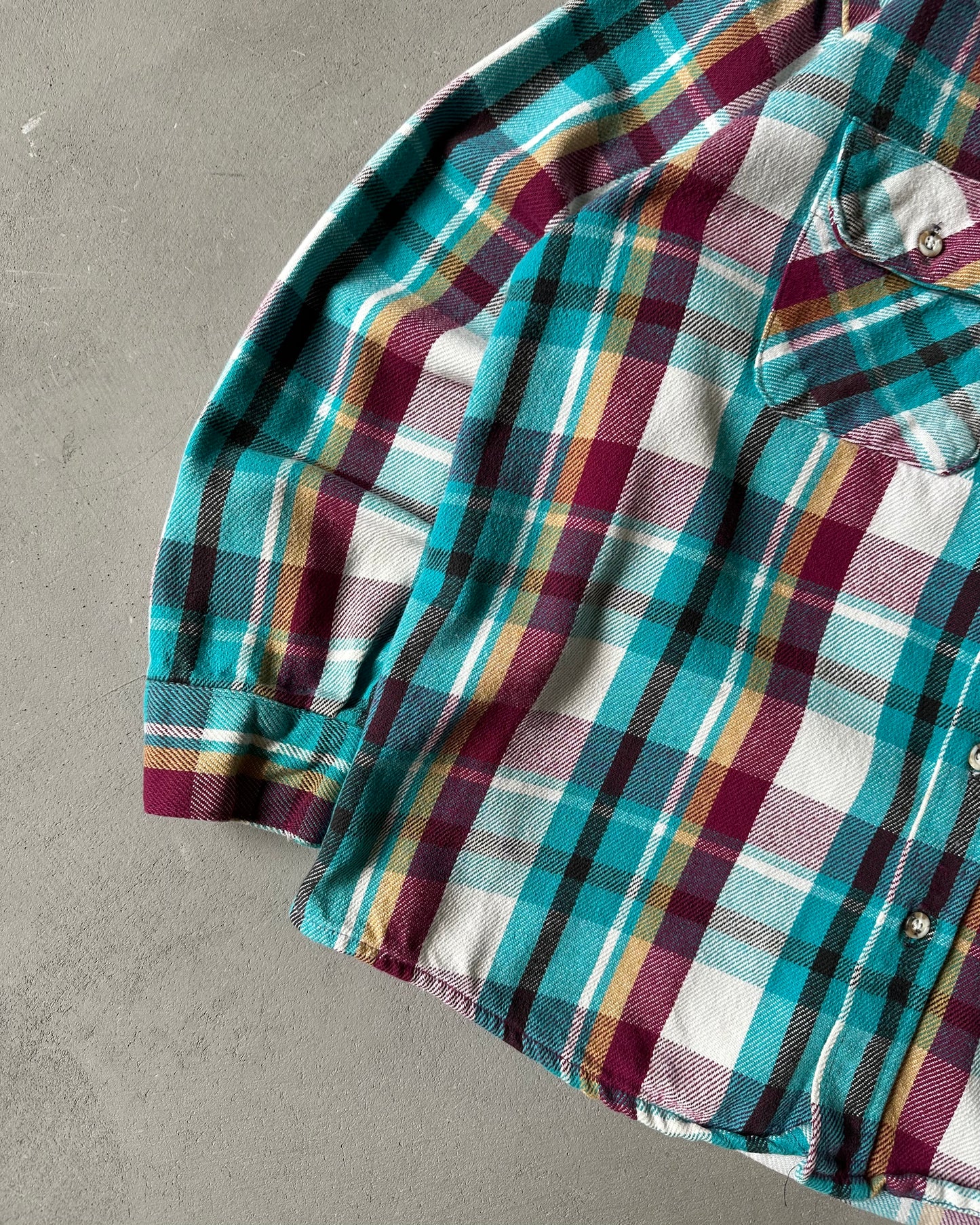 1990s - Blue/Plum Five Brother Plaid Flannel - M