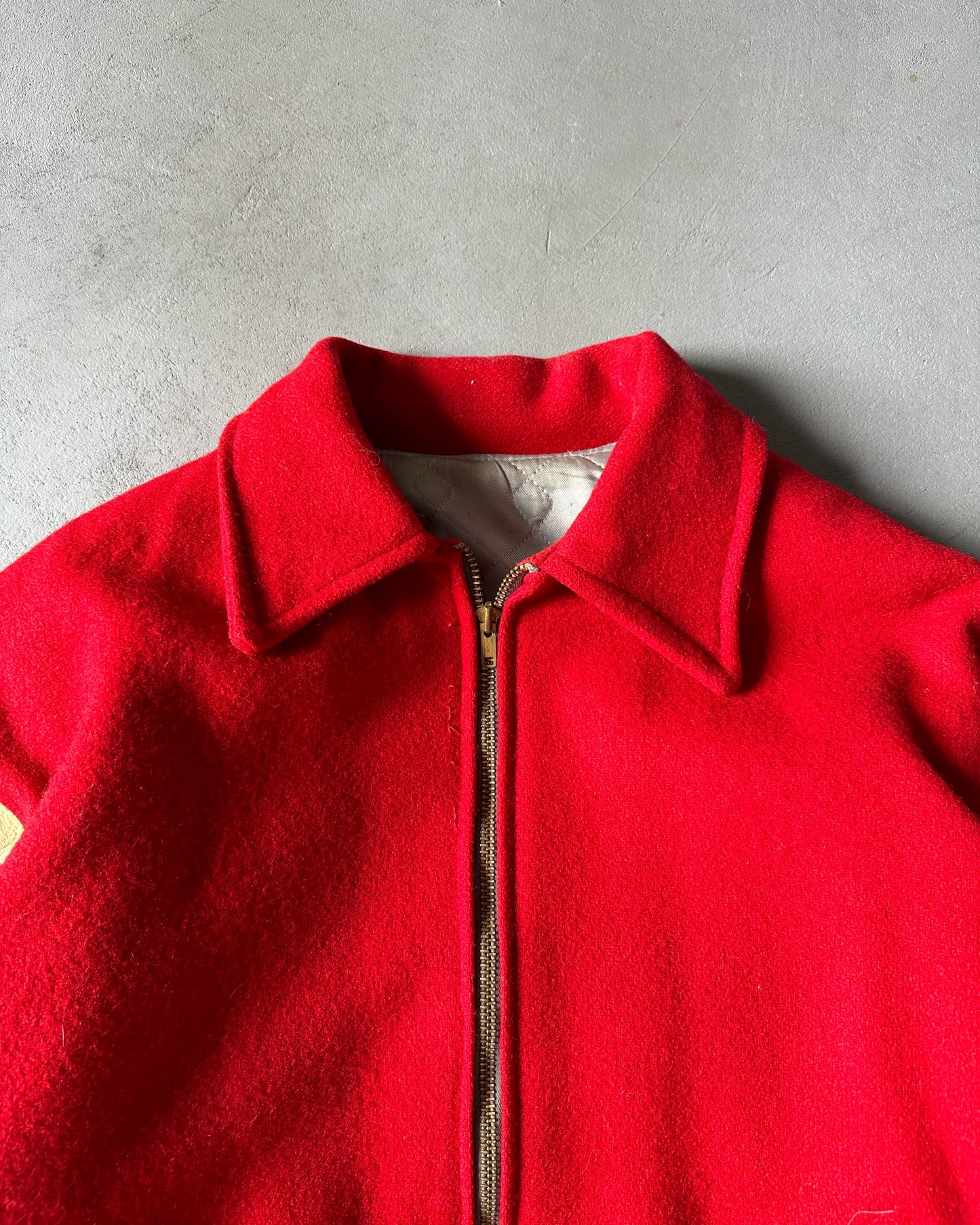 1970s - Red/Beige "St. Joseph" Varsity Jacket - L