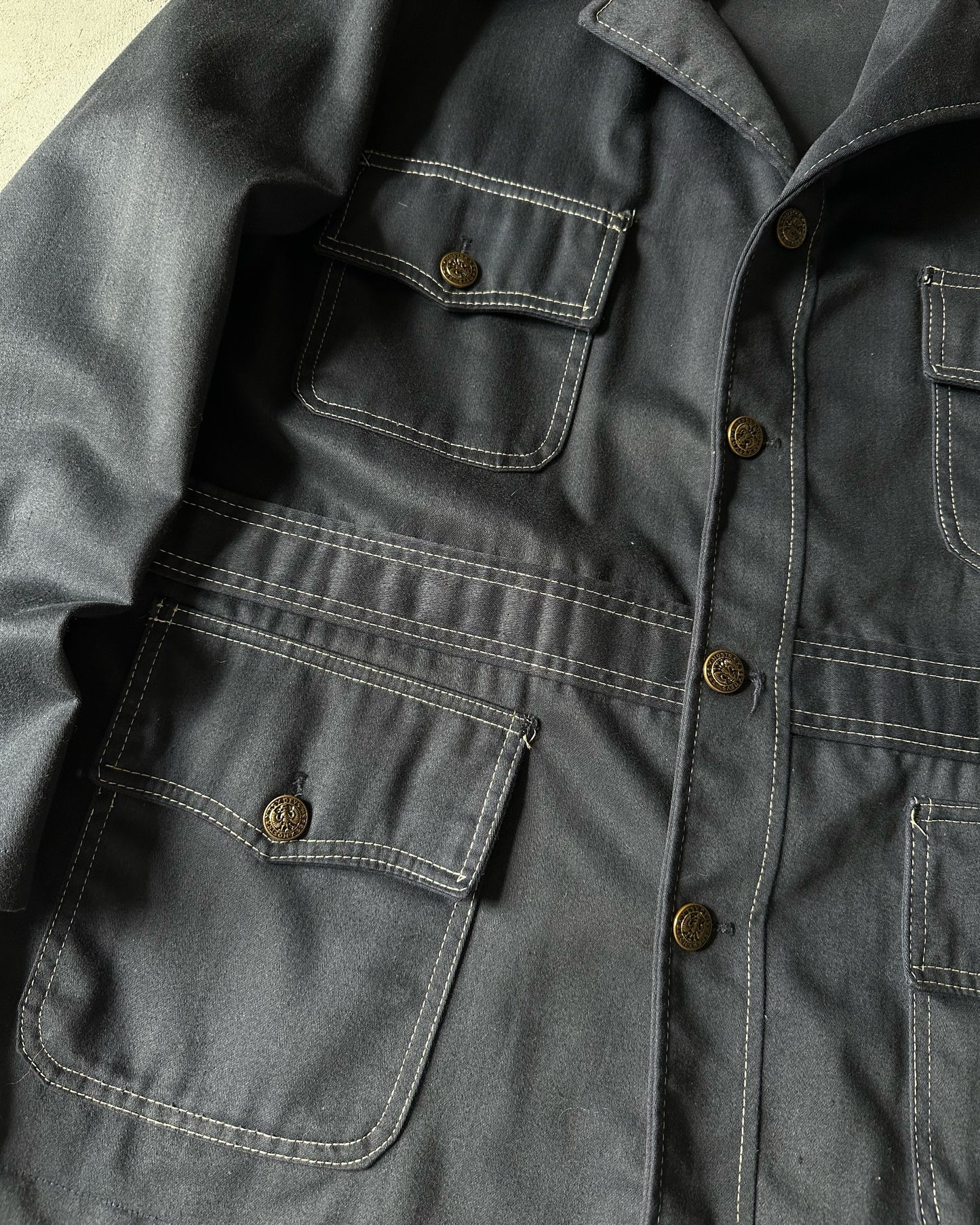1970s - Navy Multipockets Light Coat - L/XL