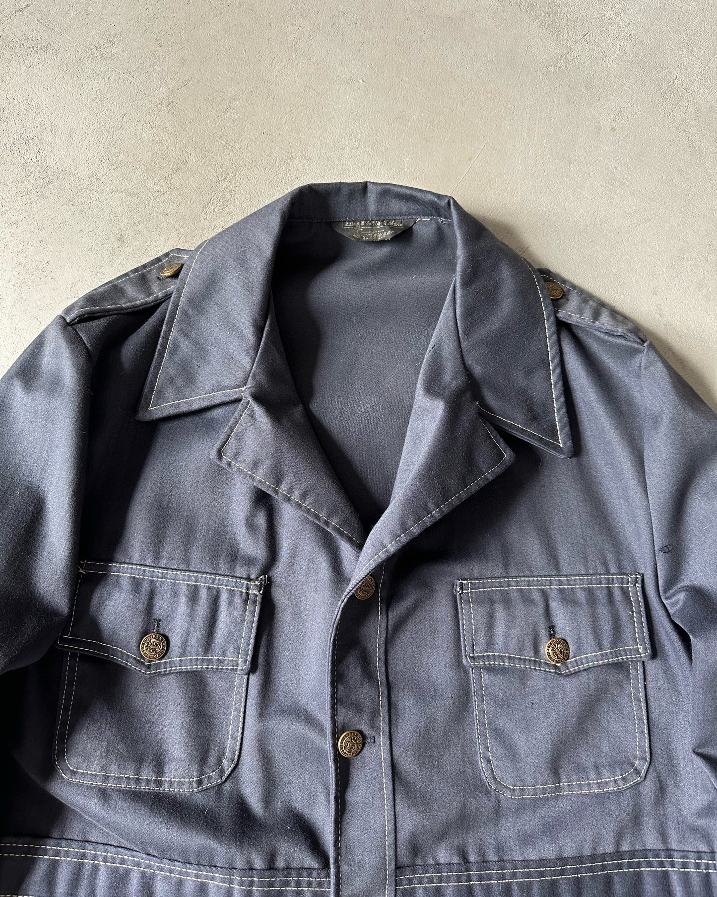 1970s - Navy Multipockets Light Coat - L/XL