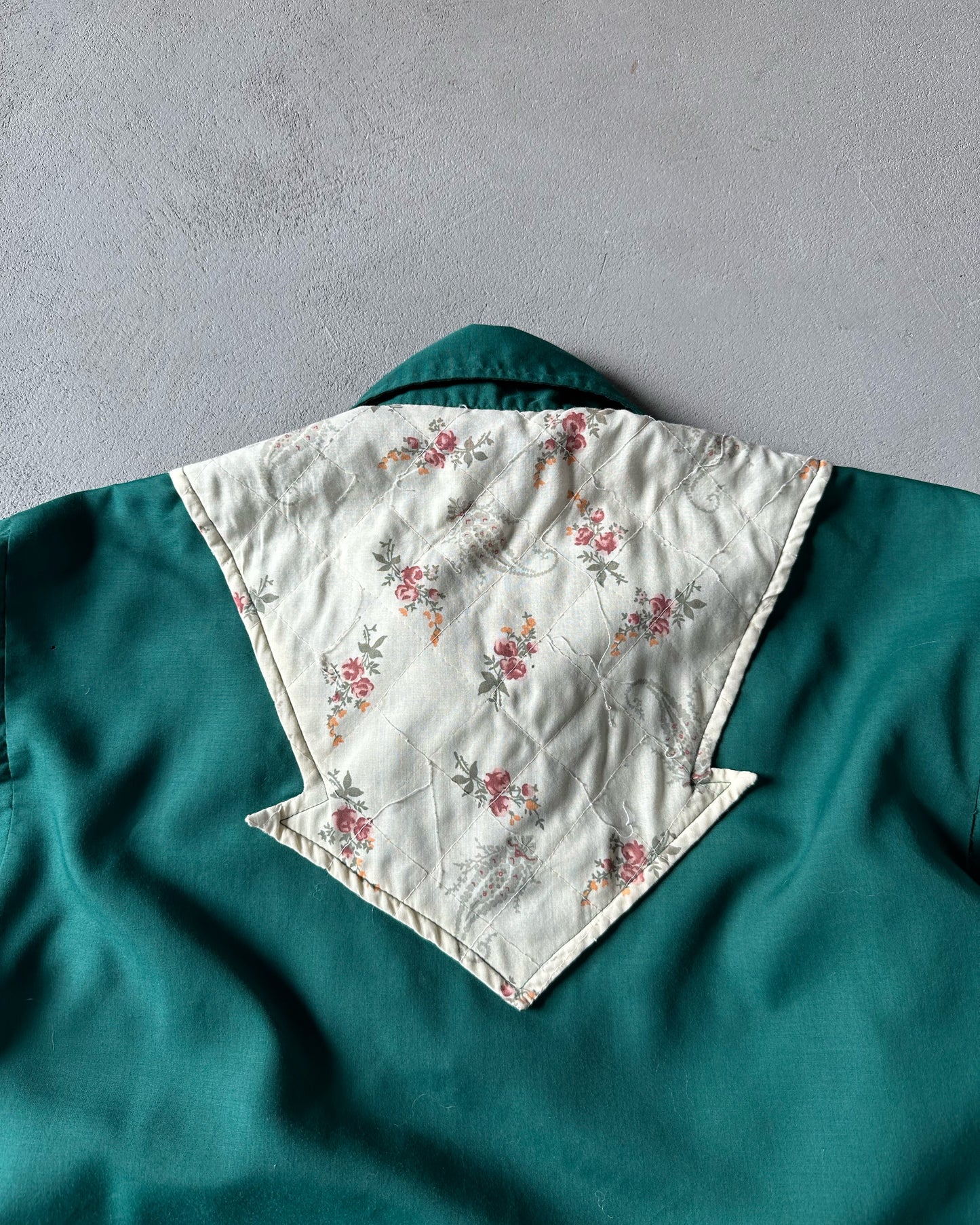 1970s - Green Pearl Snap Shirt - M(Long)