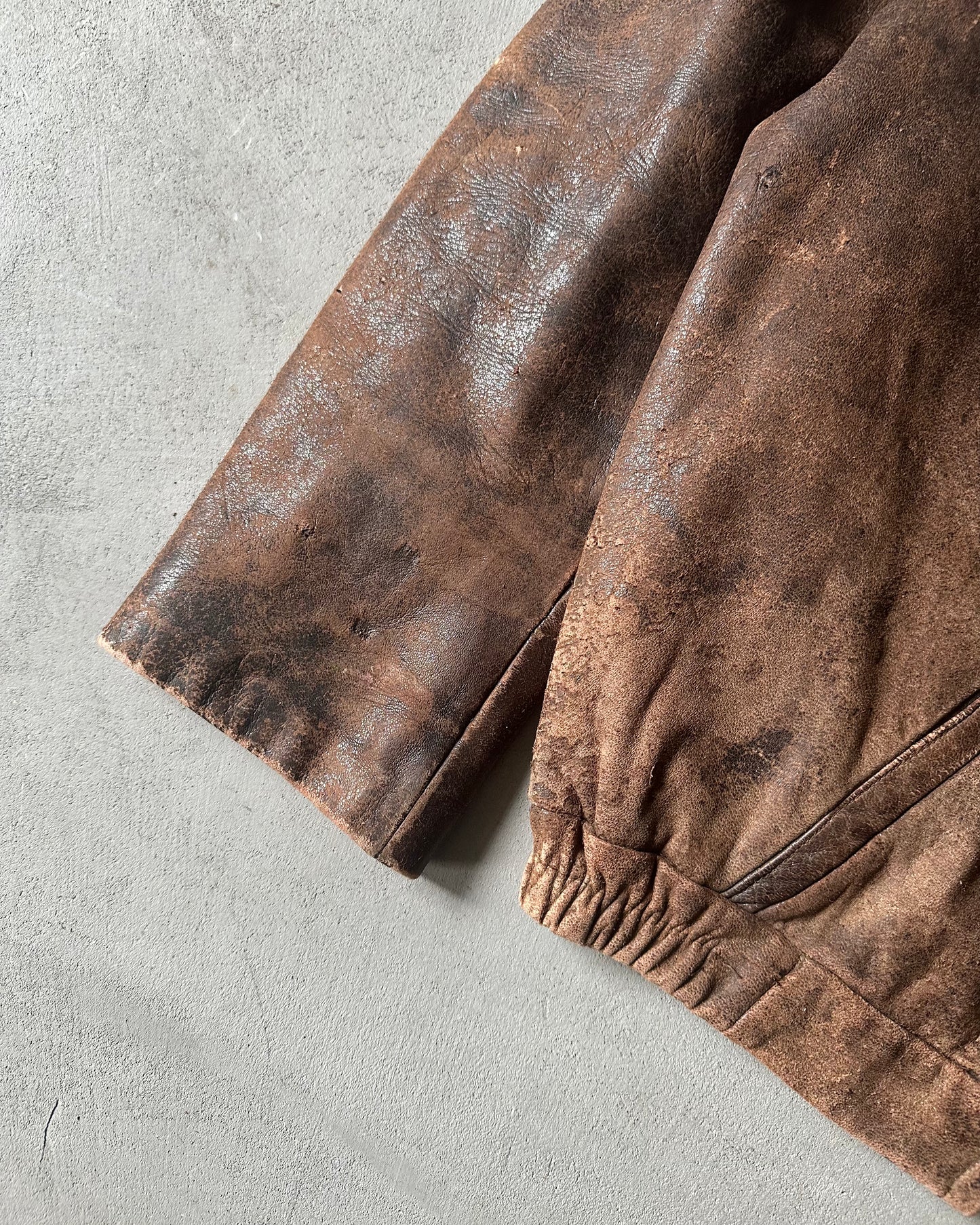 Années 60 - Blouson en cuir marron vieilli - S/M