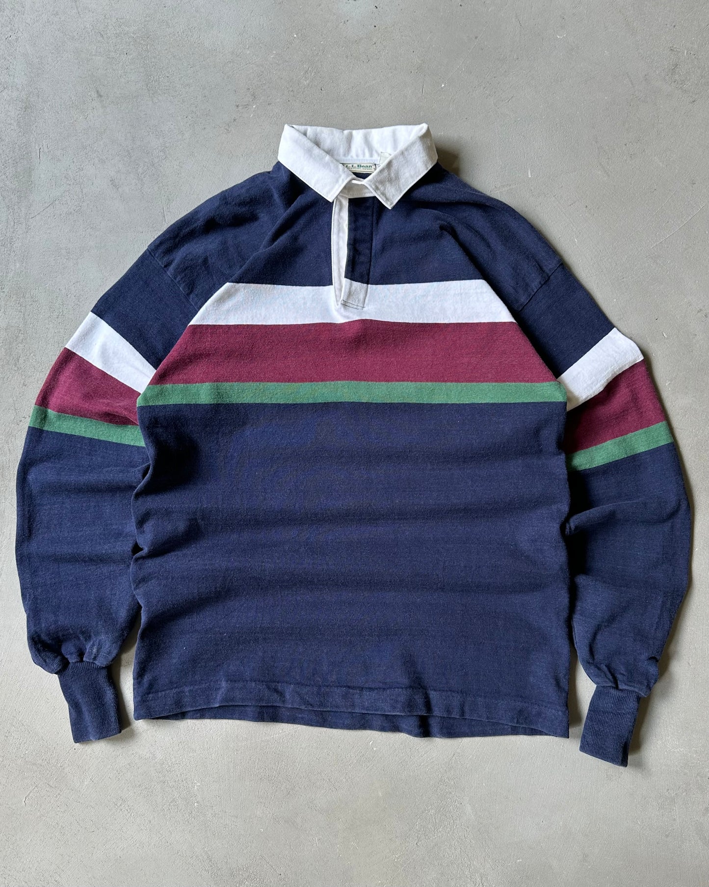 1990s - Navy/Burgundy L.L.Bean Rugby Shirt - L(Tall)