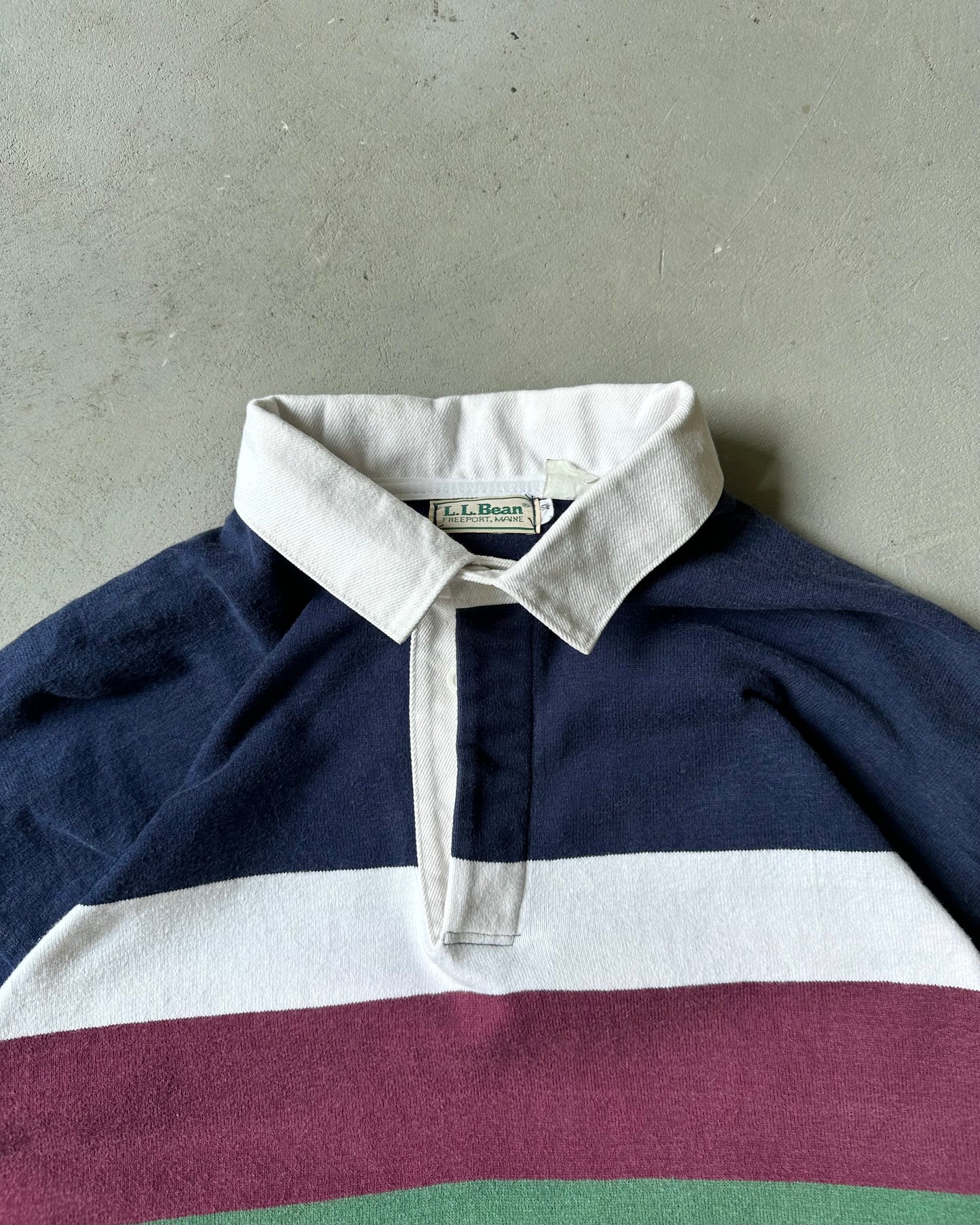 1990s - Navy/Burgundy L.L.Bean Rugby Shirt - L(Tall)