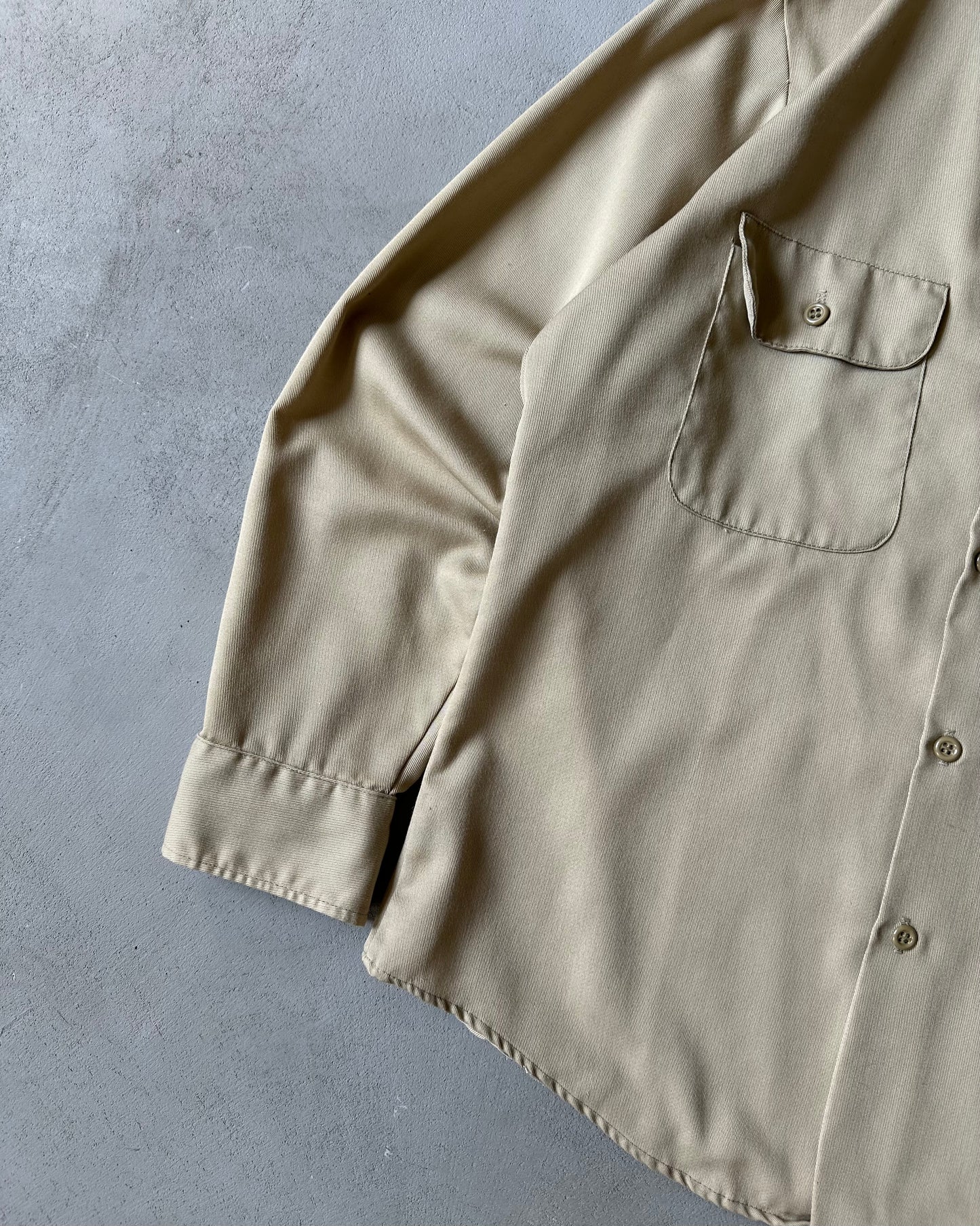1970s - Tan Work Shirt - S/M