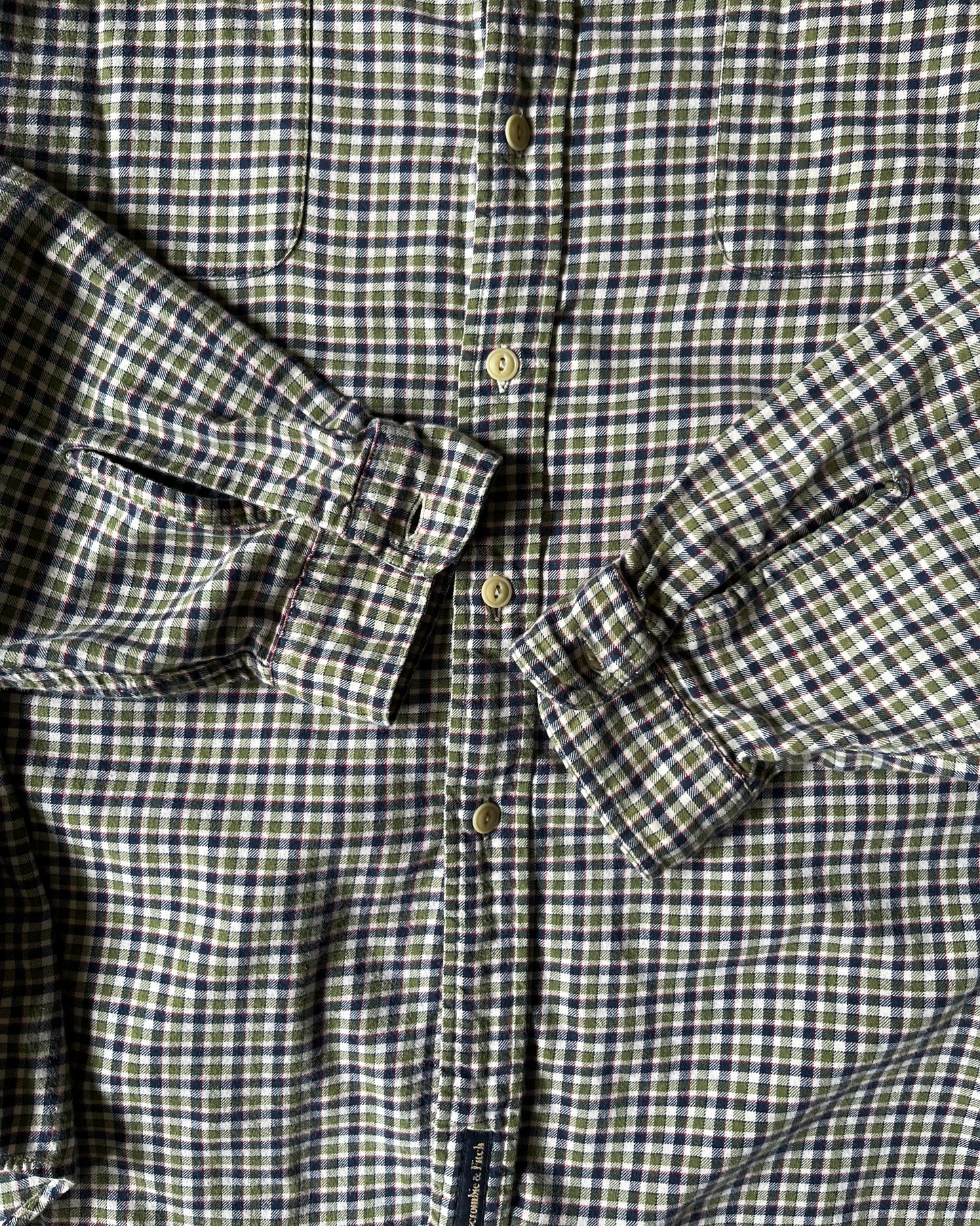 2000s - Green/Navy Abercrombie Plaid Flannel - XL