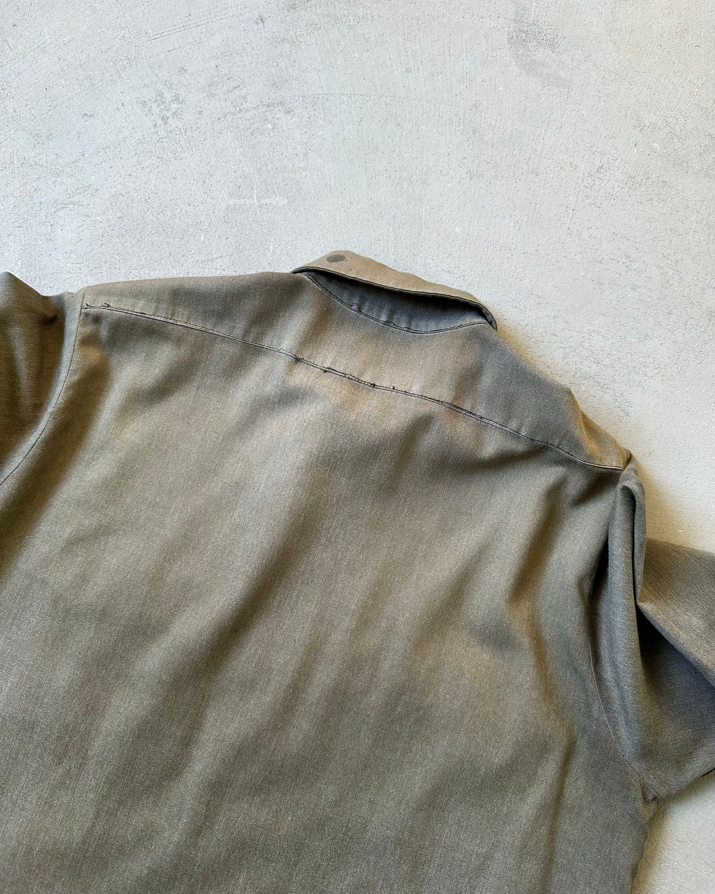 1970s - Distressed Charcoal Work Shirt - M