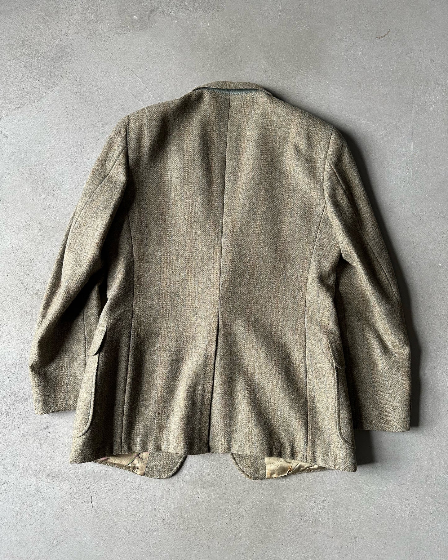 Années 1980 - Veste de sport en tweed gris/vert - 42L