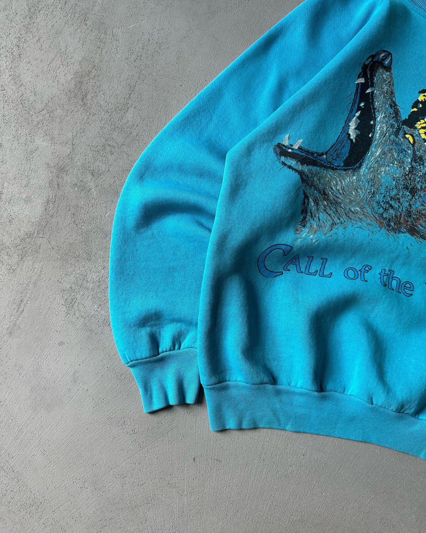 1980s - Teal "Call Of The Wild" Crewneck - S