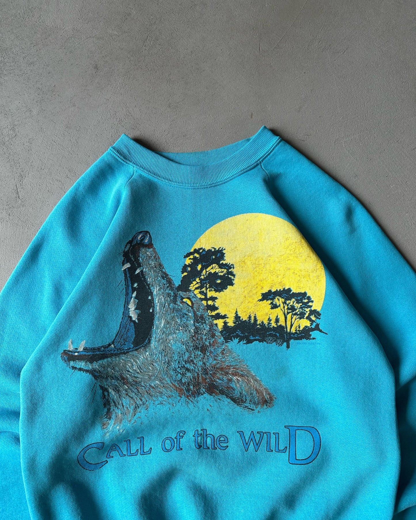 1980s - Teal "Call Of The Wild" Crewneck - S