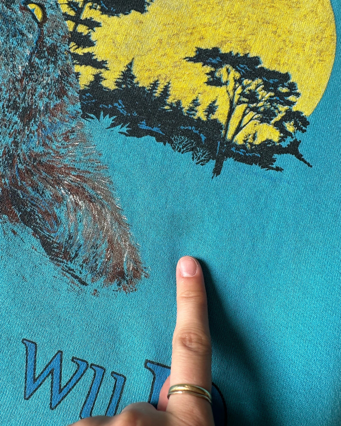 1980s - Teal "Call Of The Wild" Crewneck - S