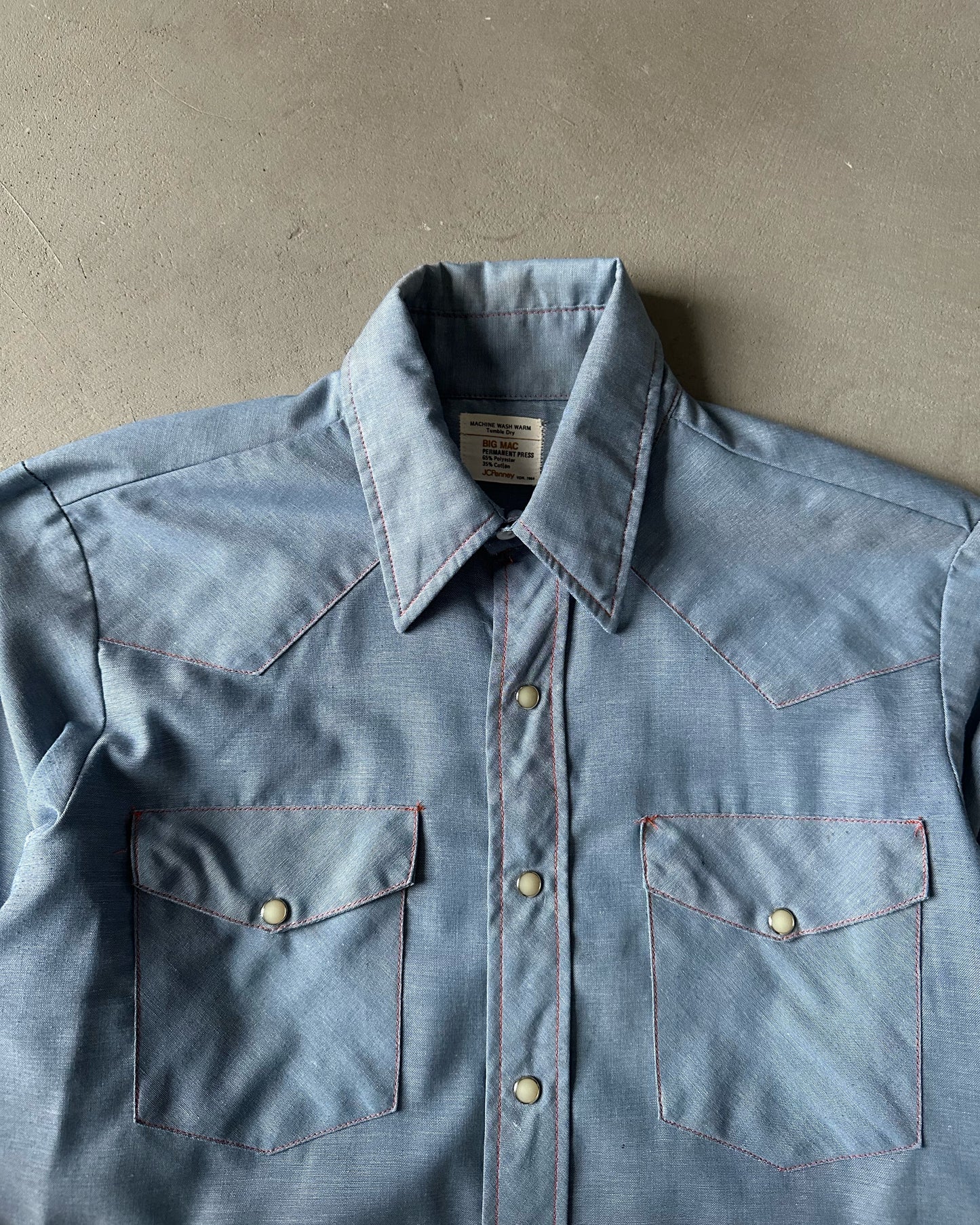1970s - Big Mac Chambray Pearl Snap Button Up - M/L