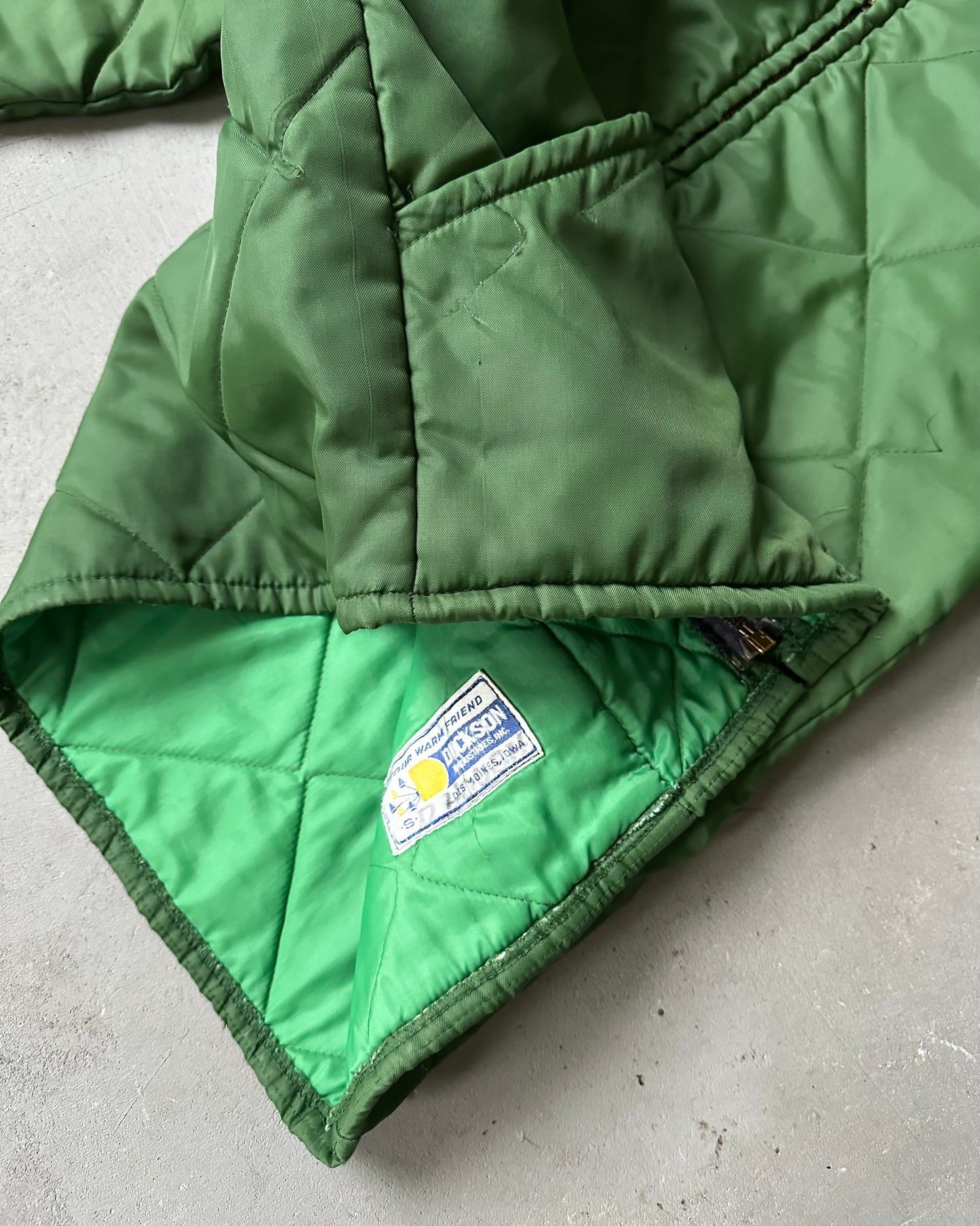 1970s - Distressed Green Quilted Jacket - S