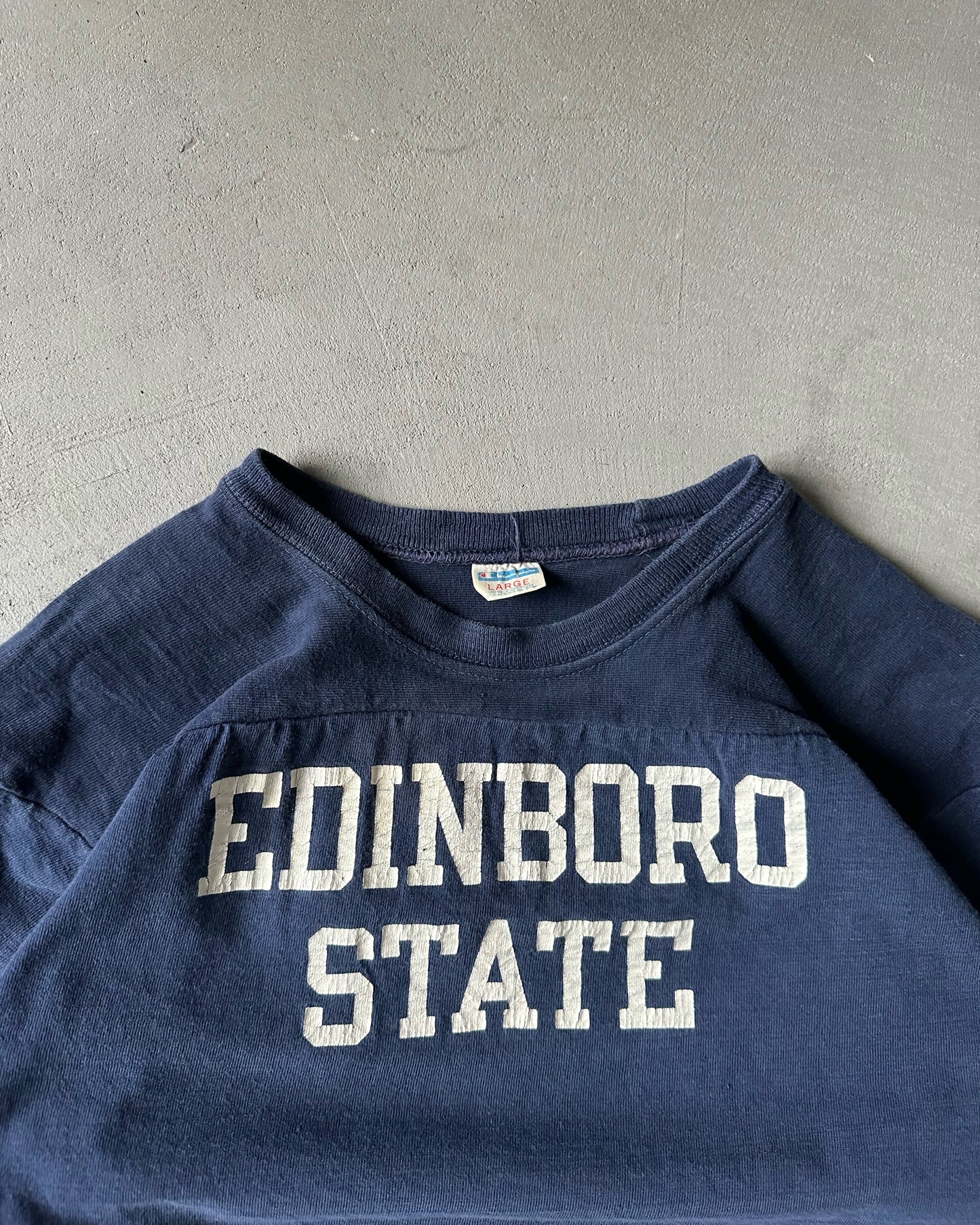 1970s - Navy "Edinboro State" Champion Blue Bar Cotton Jersey - S/M