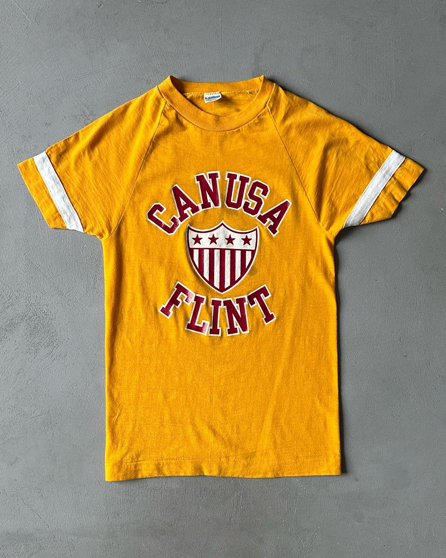 1970s - Yellow "Canusa" Champion Blue Bar T-Shirt - XS