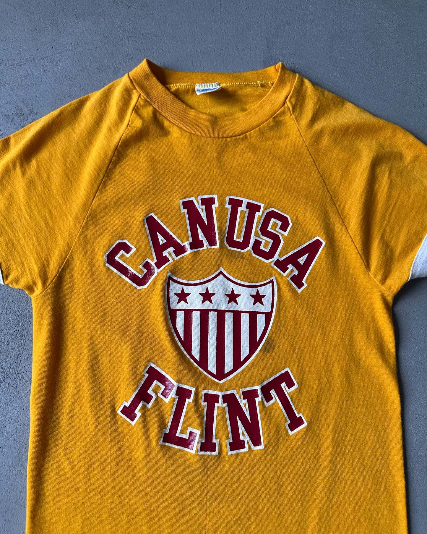 1970s - Yellow "Canusa" Champion Blue Bar T-Shirt - XS
