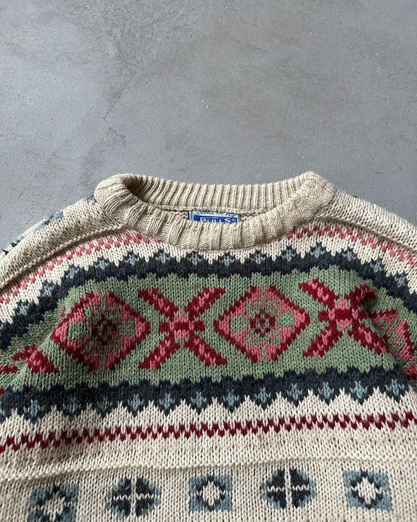 1990s - Cream/Multi Fair Isle Sweater - XL