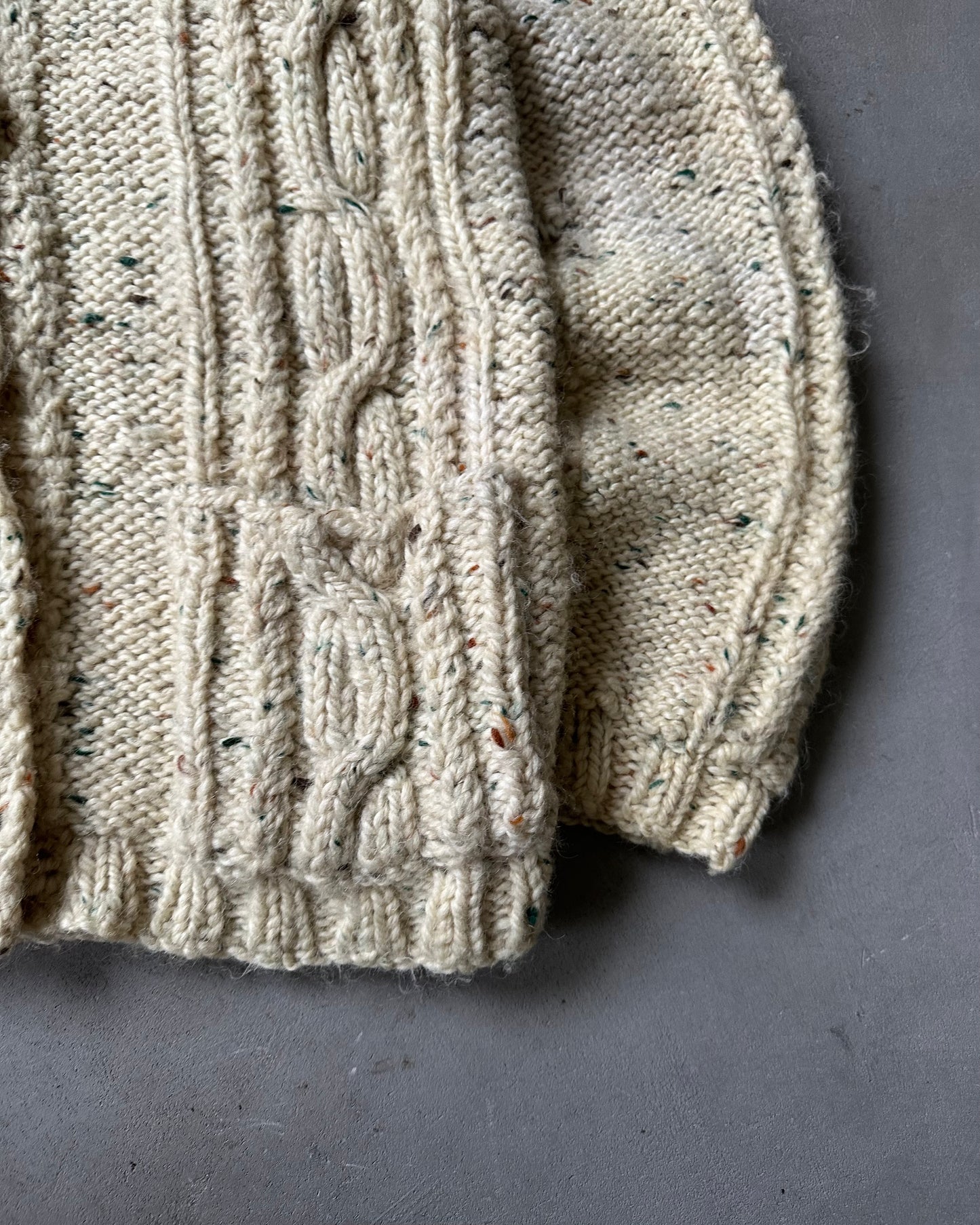 Années 70 - Cardigan en laine Donegal crème - T.L