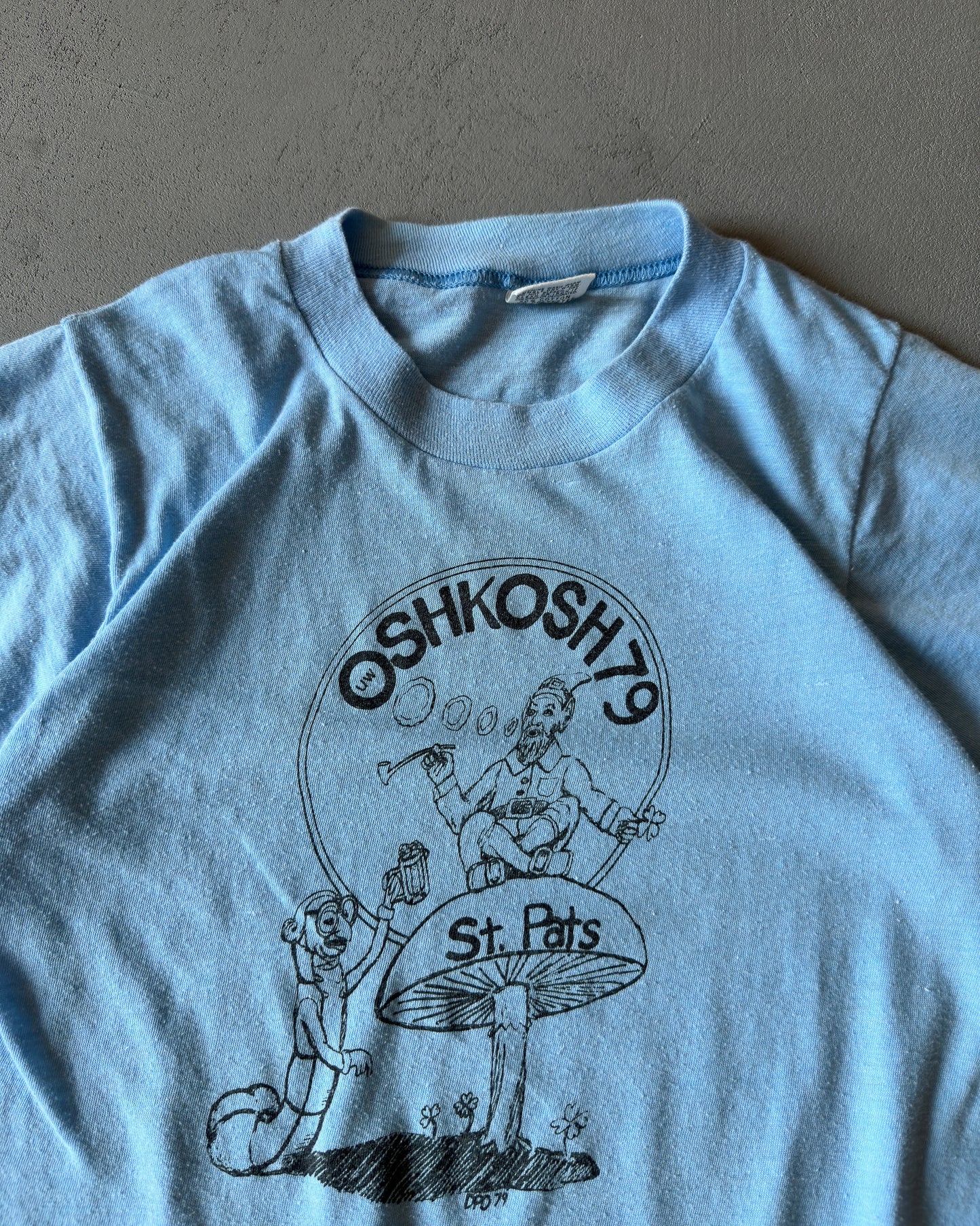 1970s - Light Blue "OshKosh79" T-Shirt - XXS/XS