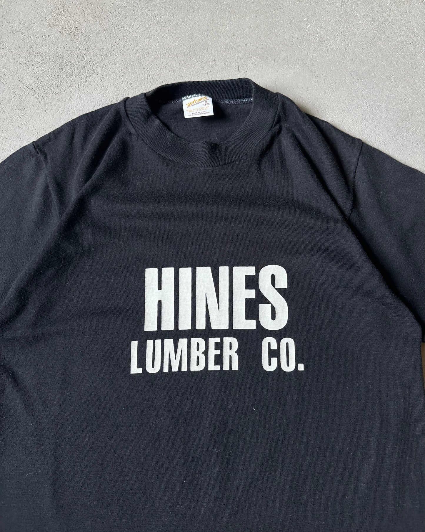 1980s - Black HINES LUMBER CO. T-Shirt - XXS/XS