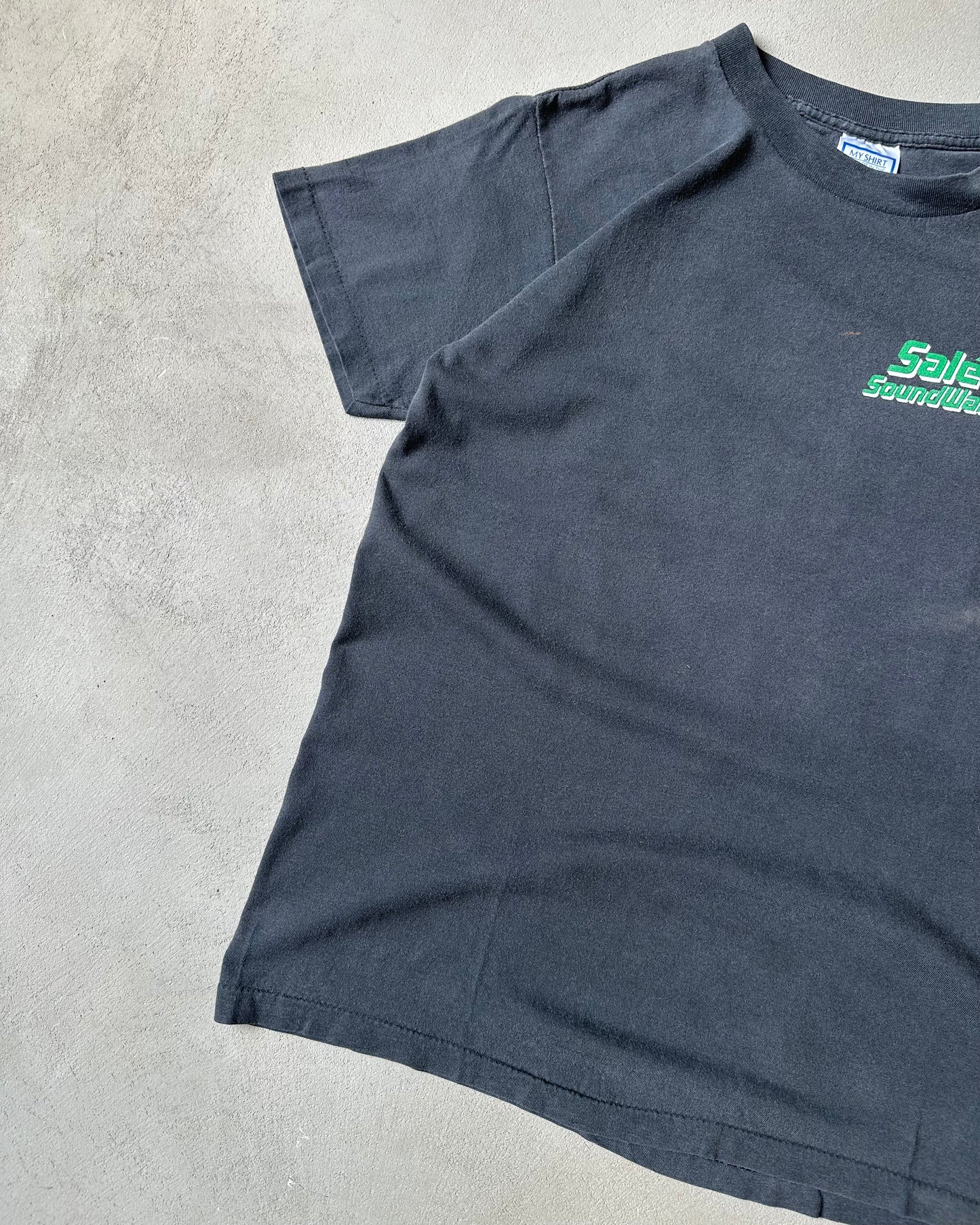 1990s - Faded Black Salem Soundwaves T-Shirt - S/M
