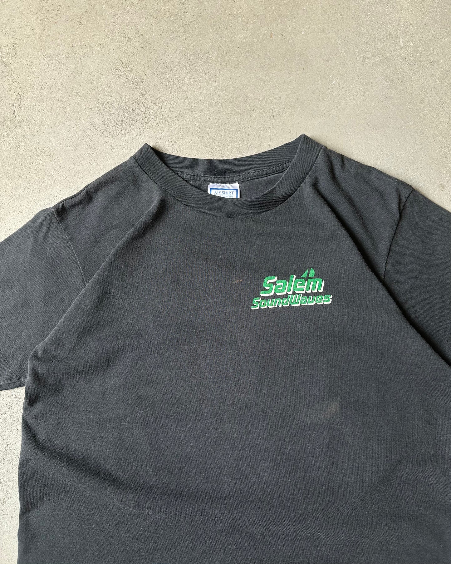 1990s - Faded Black Salem Soundwaves T-Shirt - S/M