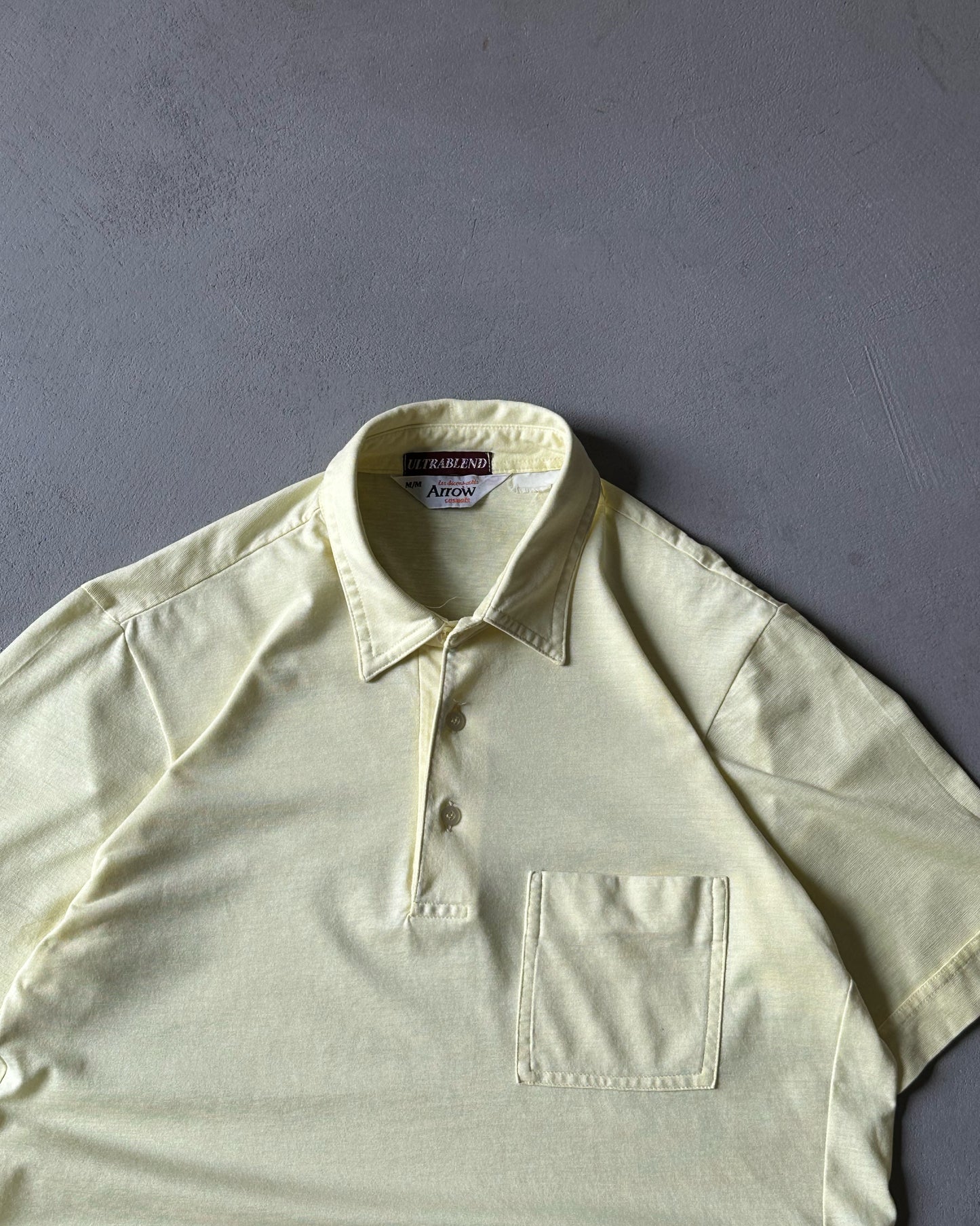 1970s - Baby Yellow Cropped Polo - XS