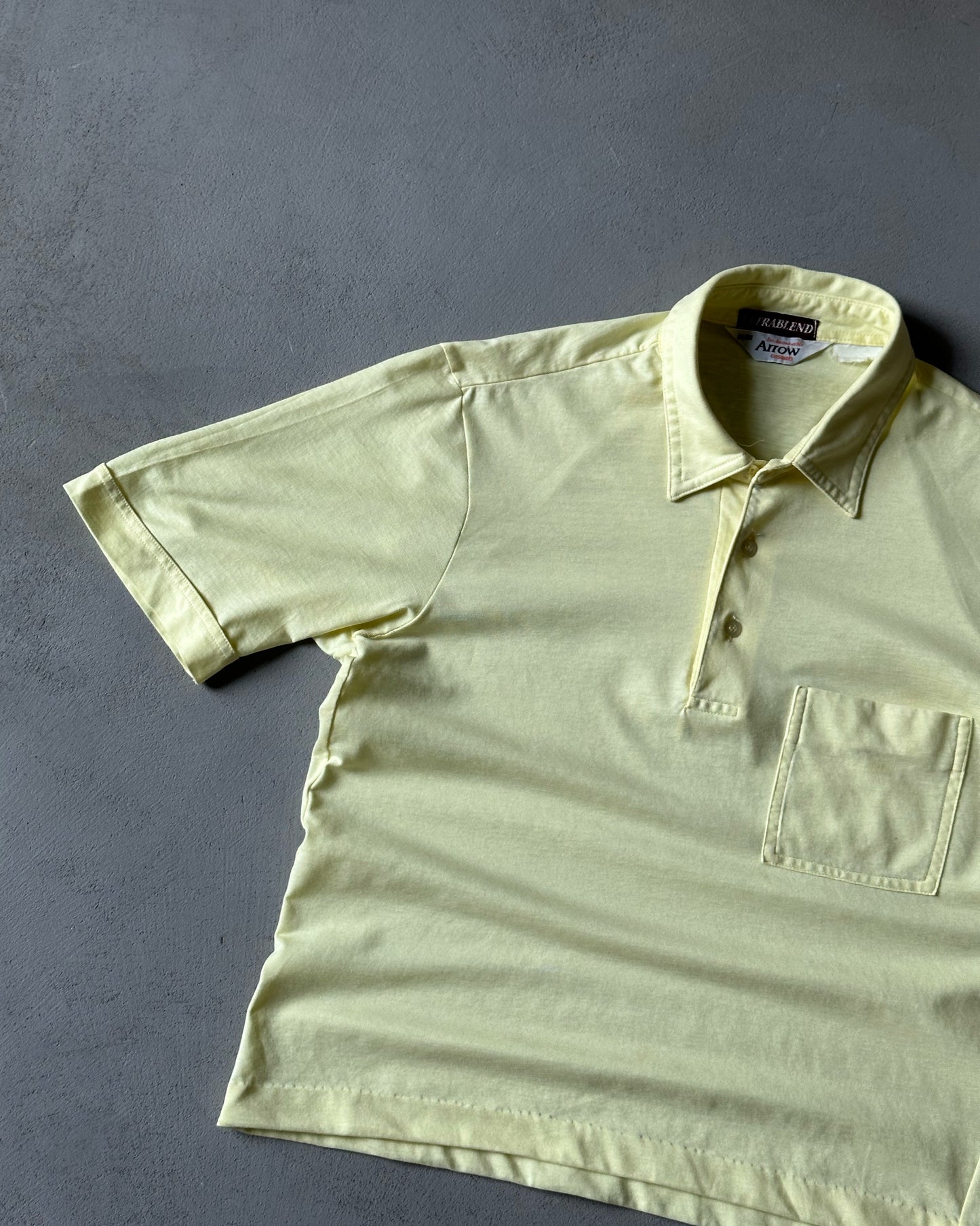 1970s - Baby Yellow Cropped Polo - XS