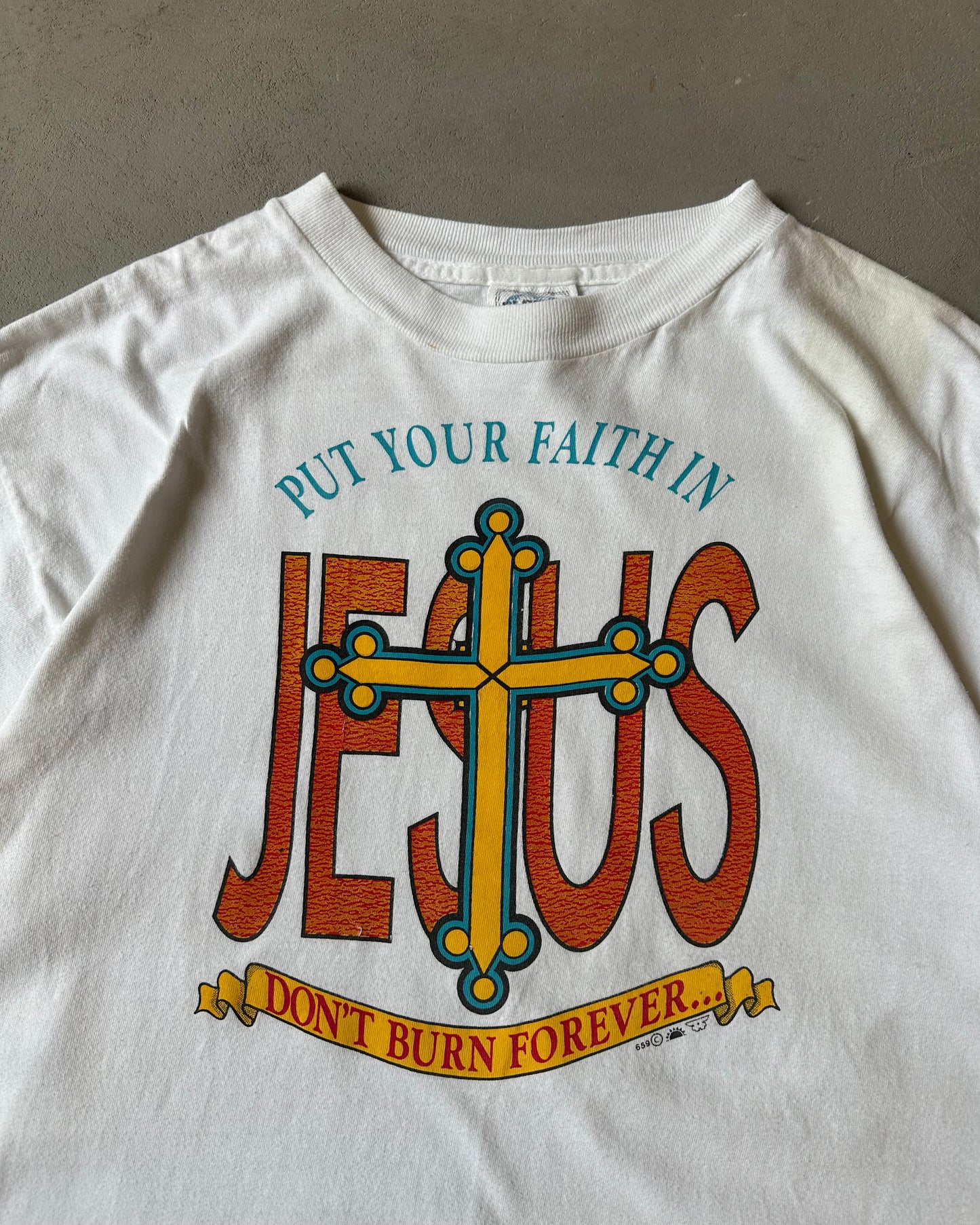 1990s - White "JESUS" T-Shirt - L
