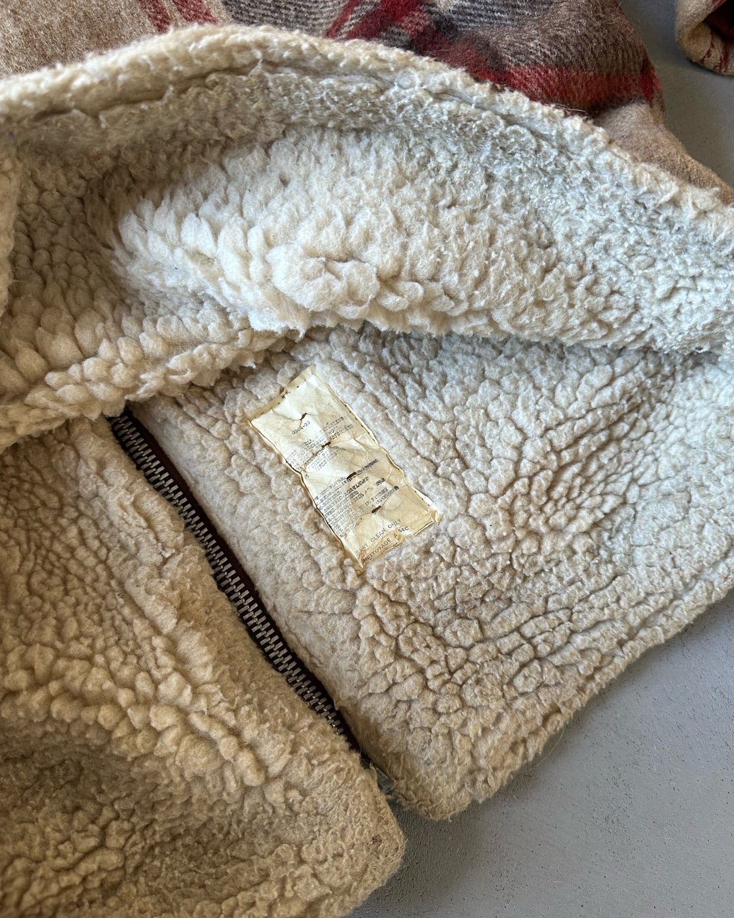1970s - Brown/Orange Utex Plaid Wool Sherpa Jacket - L/XL