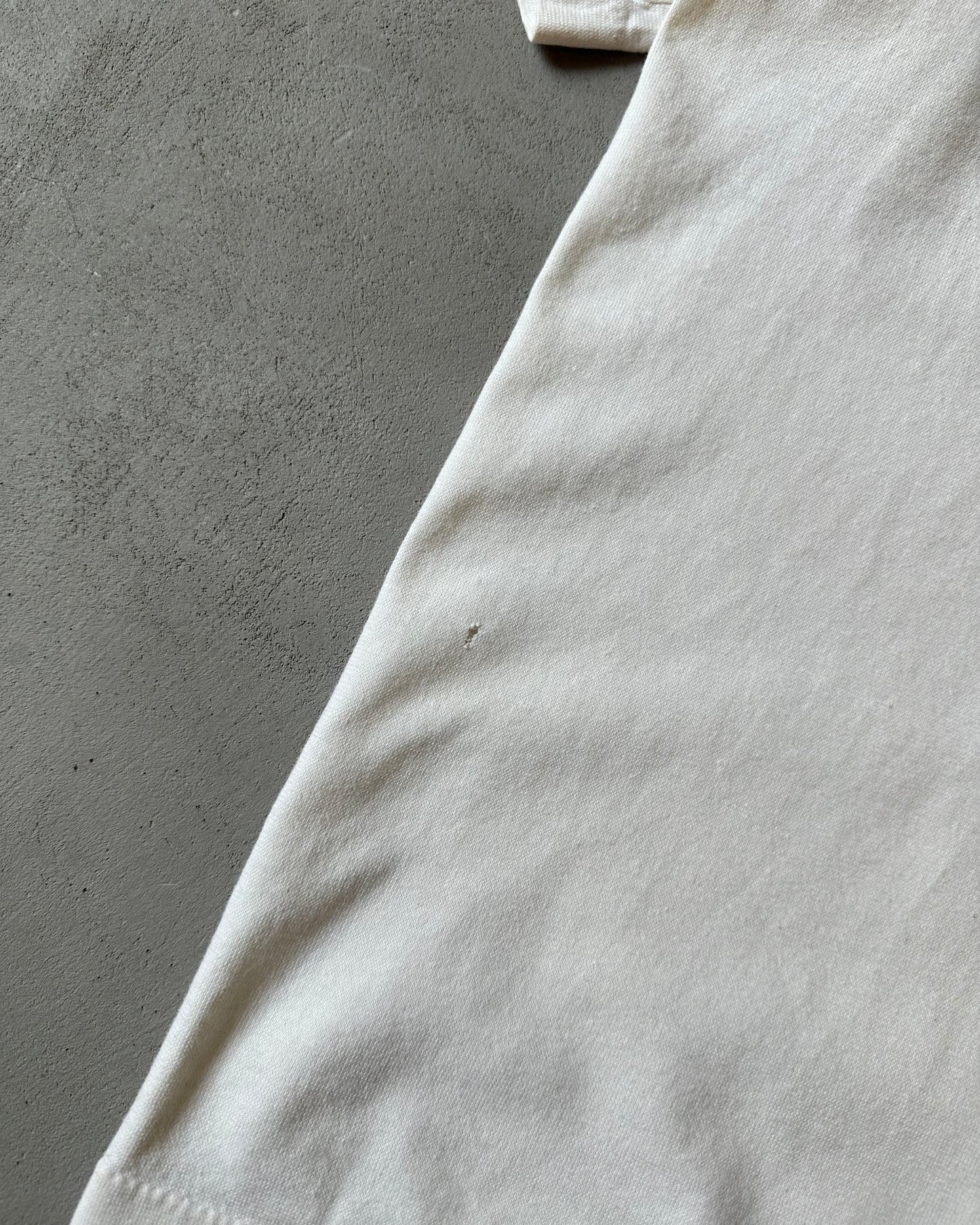 1990s - Distressed Off White "They Were Here First" T-Shirt - XL