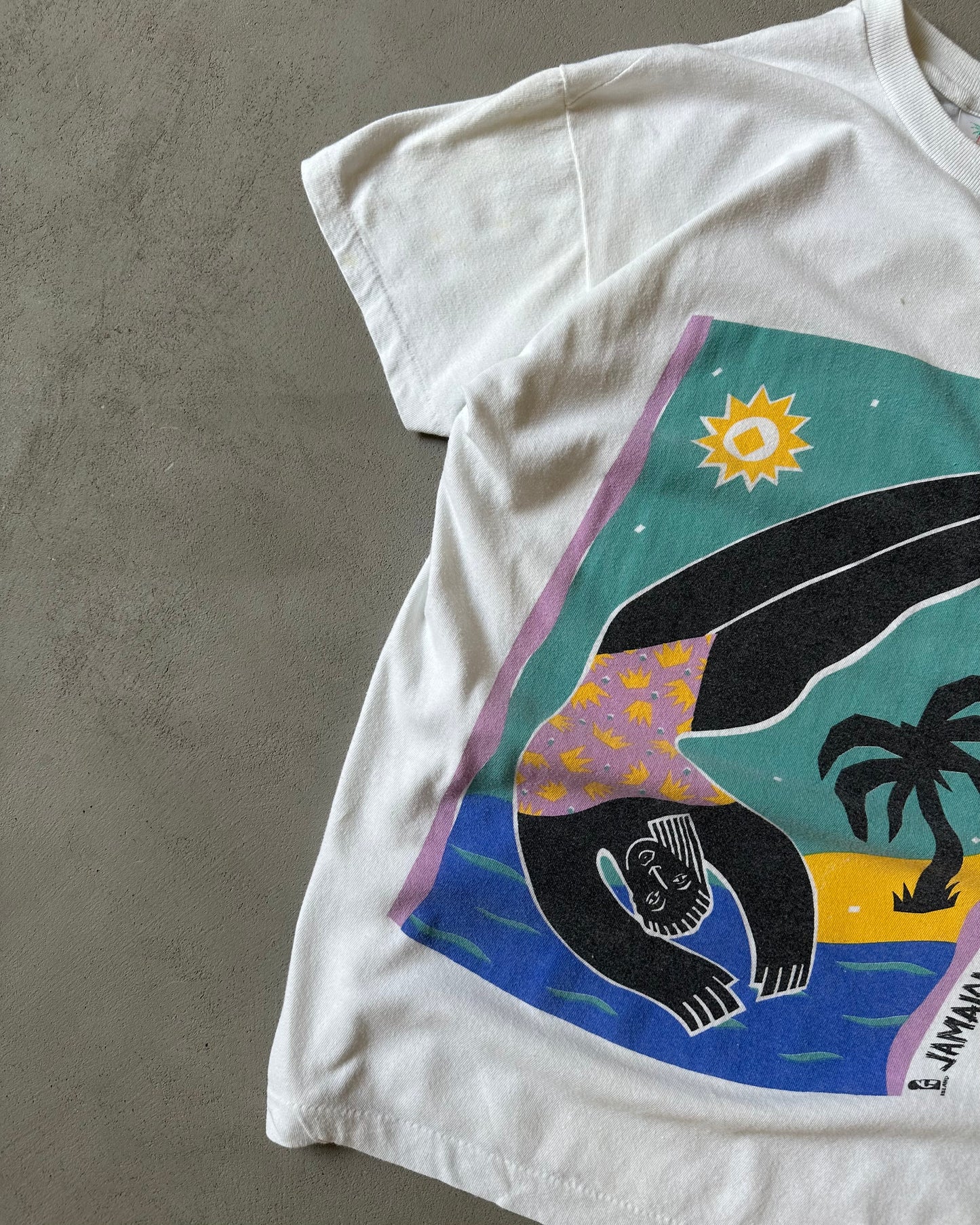 1990s - White Jamaica Art T-Shirt - M