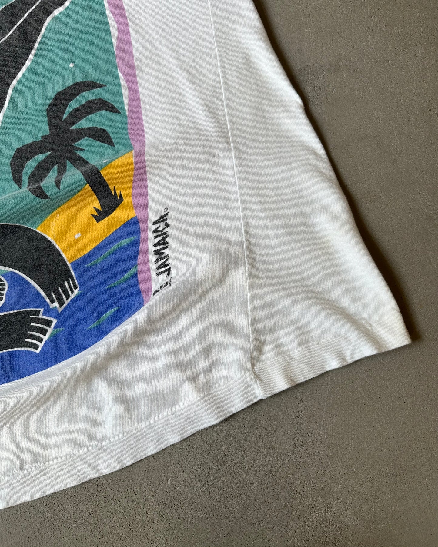 1990s - White Jamaica Art T-Shirt - M