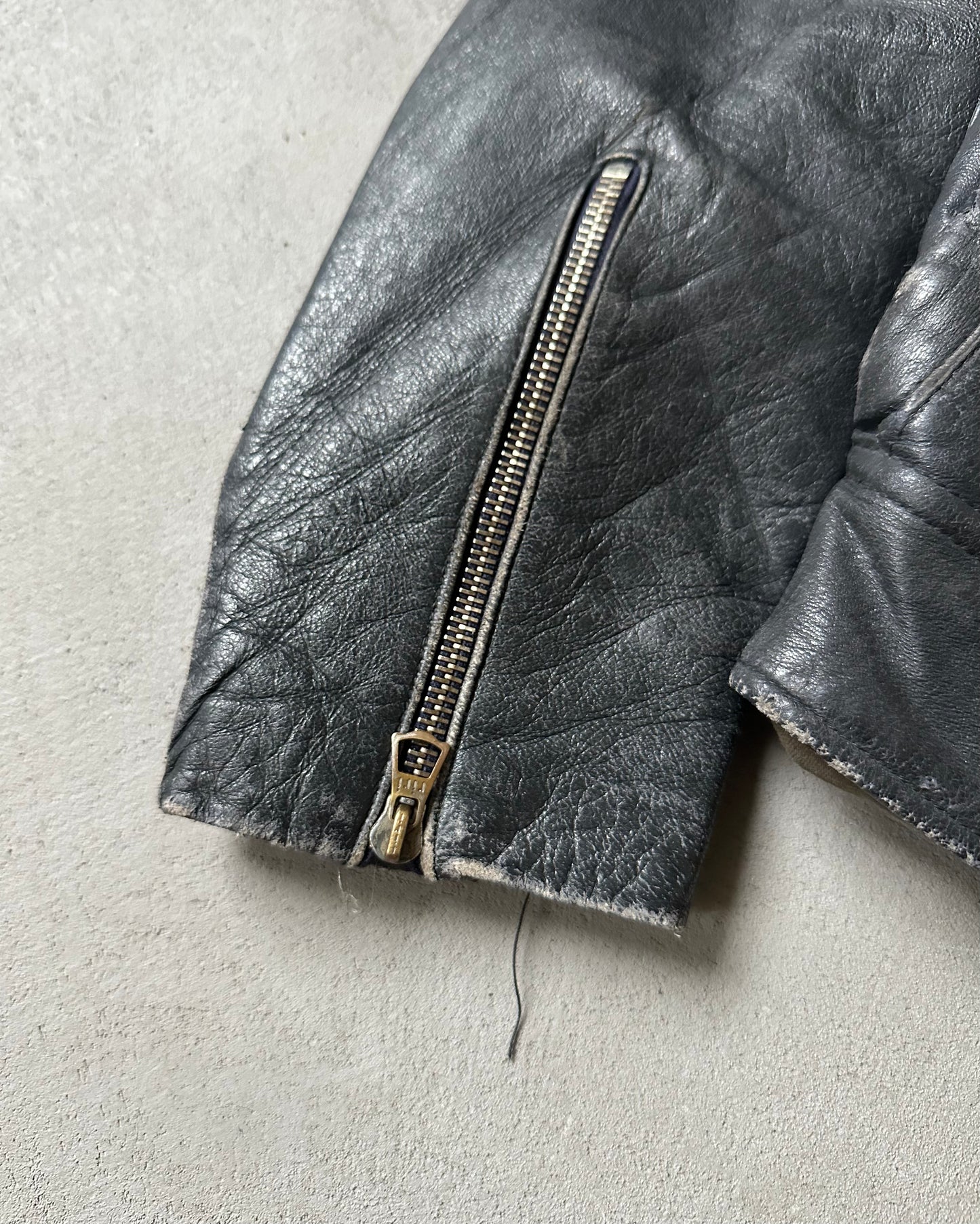 1940s - Black Lebesto German Leather Jacket - M