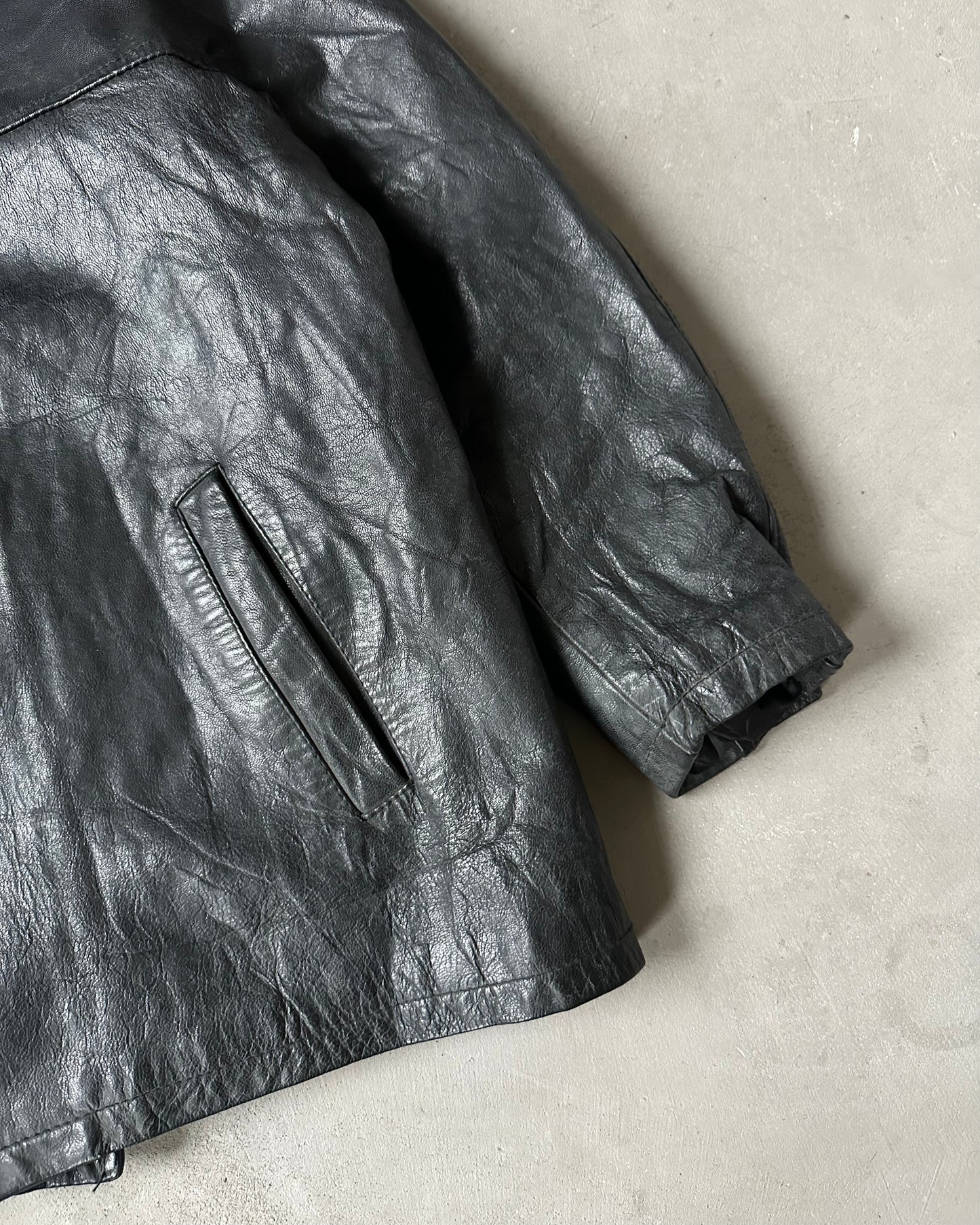 1980s - Black Natural Wear Leather Coat - M