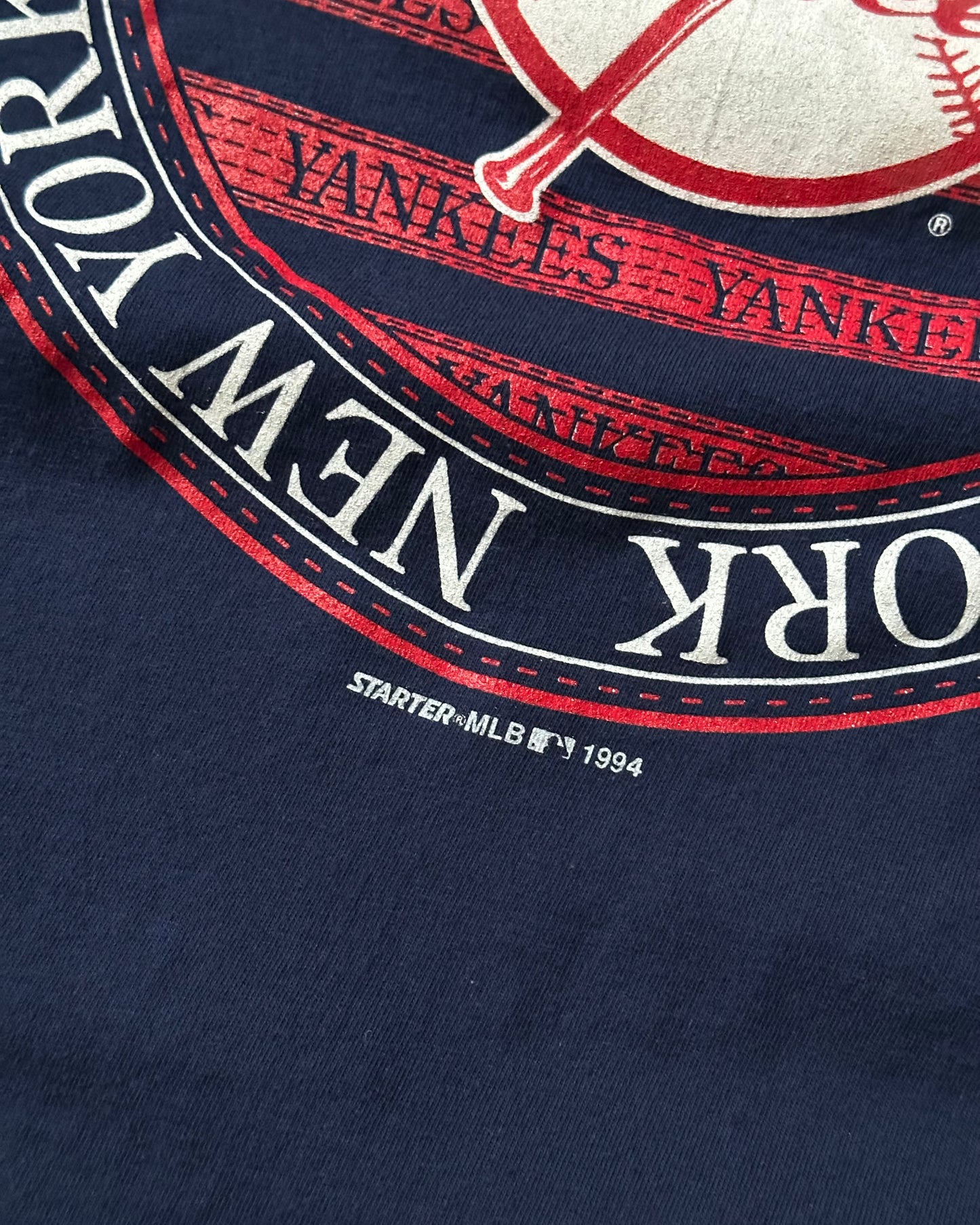 Années 90 - T-shirt bleu marine des Yankees de New York - Taille S