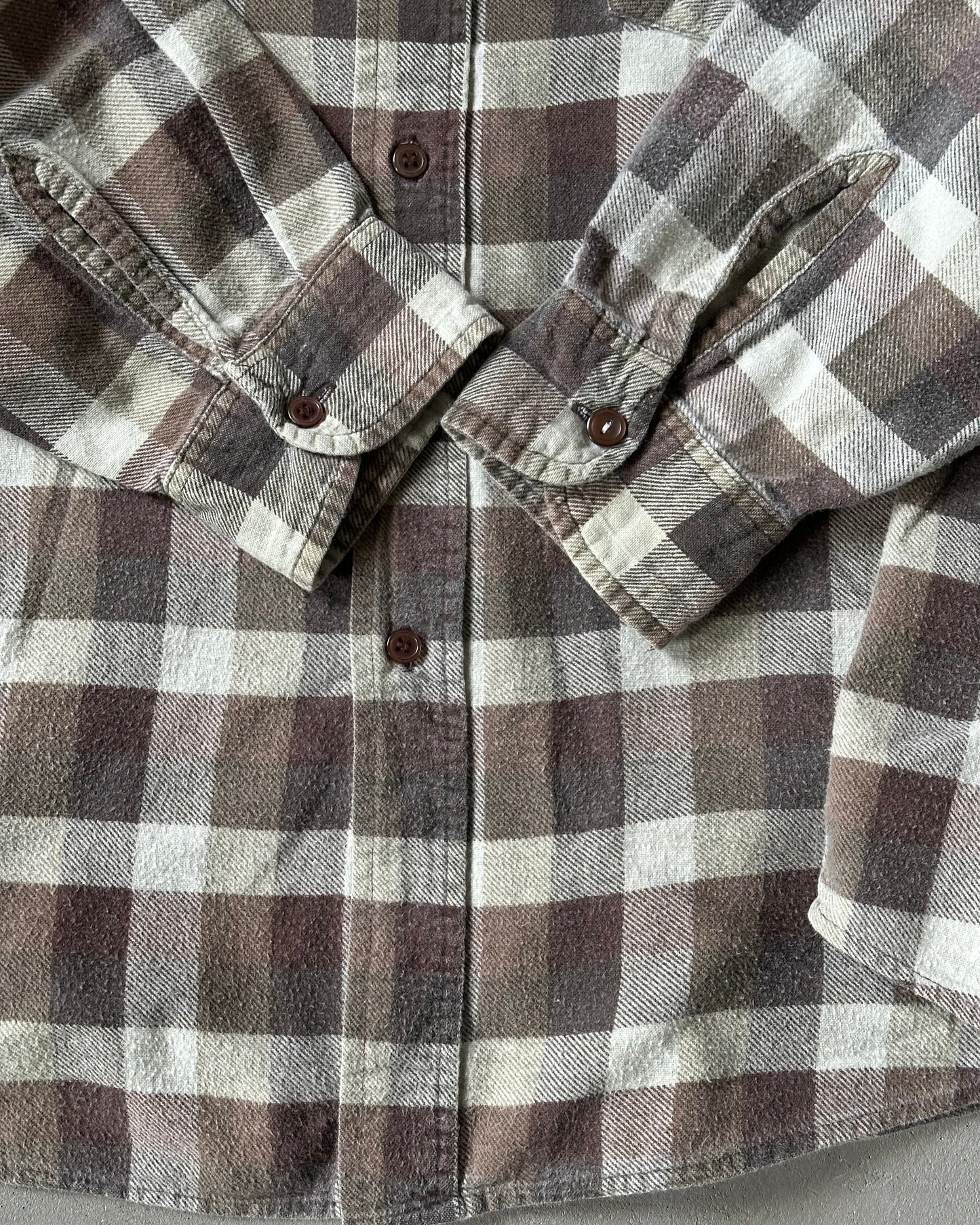 1990s - Brown Ozark Plaid Flannel - L