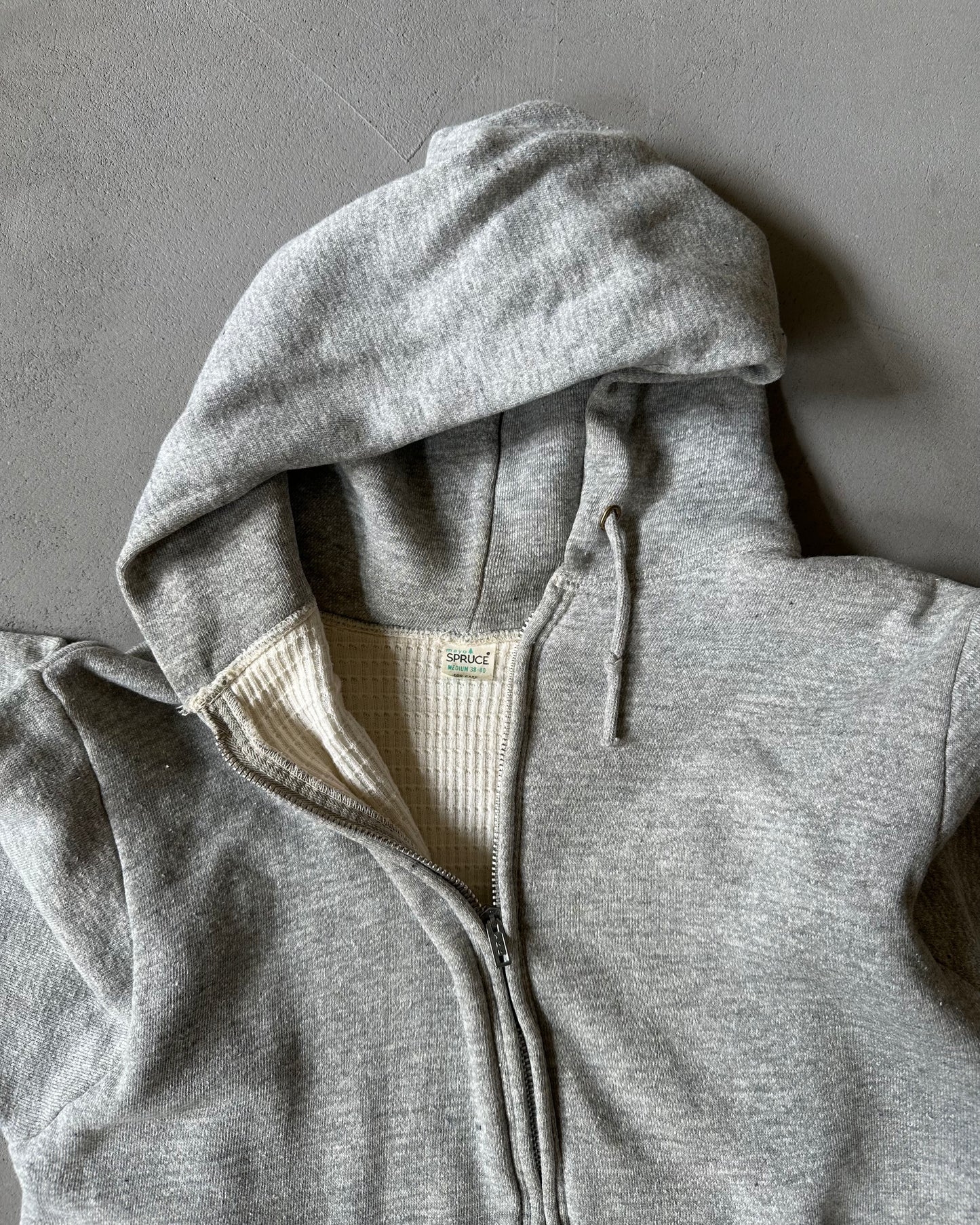 1970s - Grey Mayo Spruce Thermal Zip Up Hoodie - XS