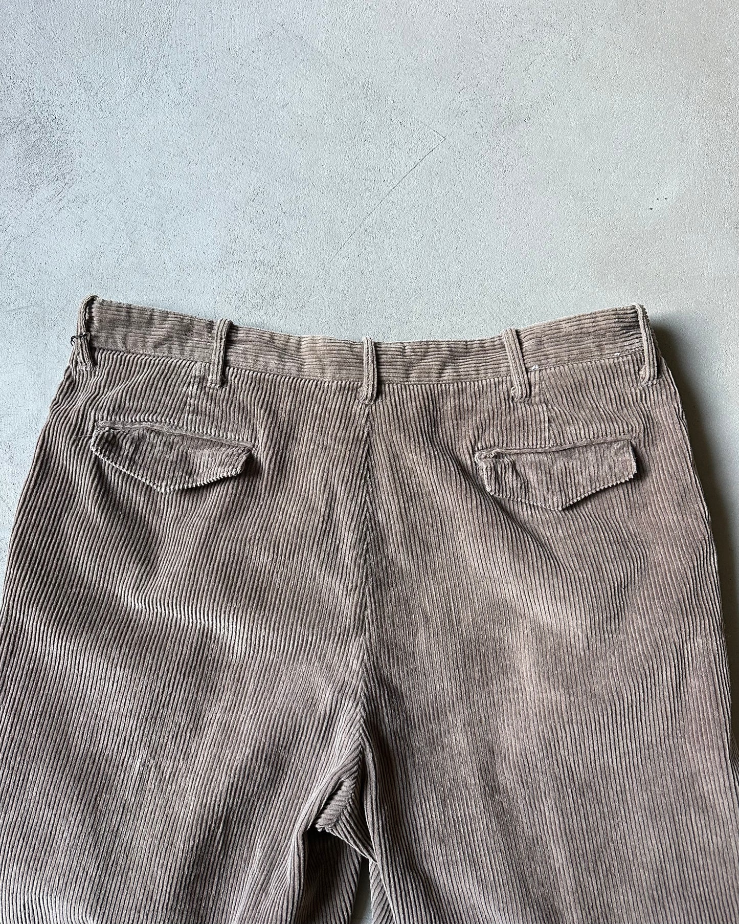 1990s - Light Brown Pleated Corduroy Pants - 37x32