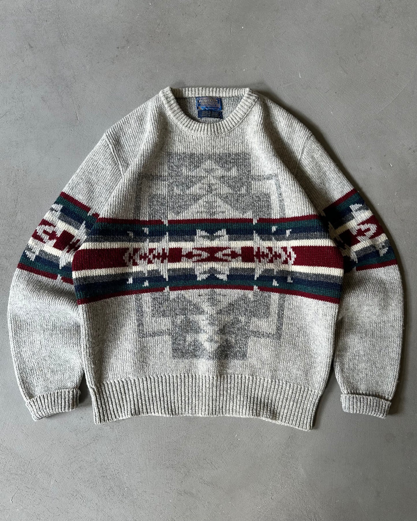 1980s - Grey Pendleton Aztec Sweater - L