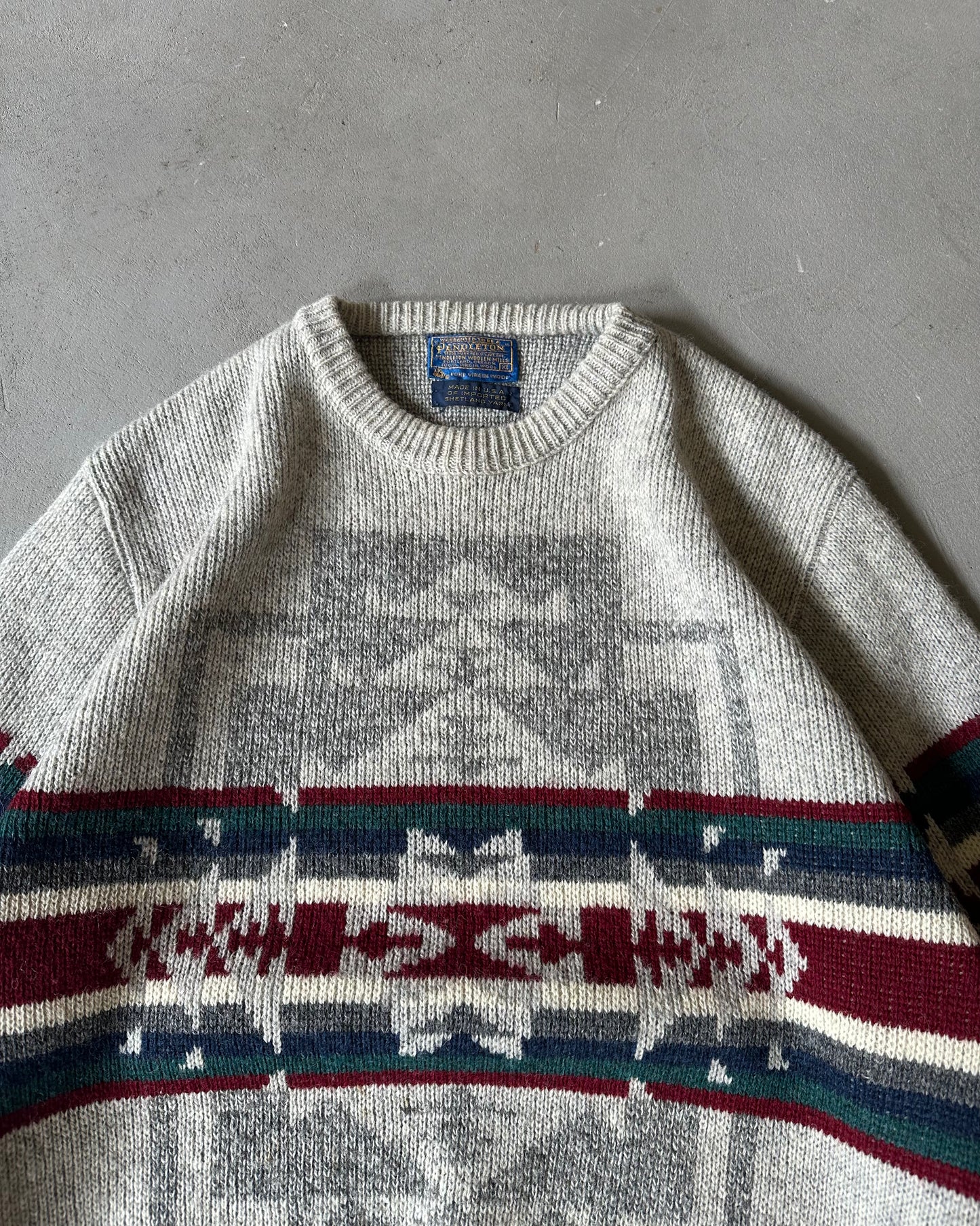 1980s - Grey Pendleton Aztec Sweater - L