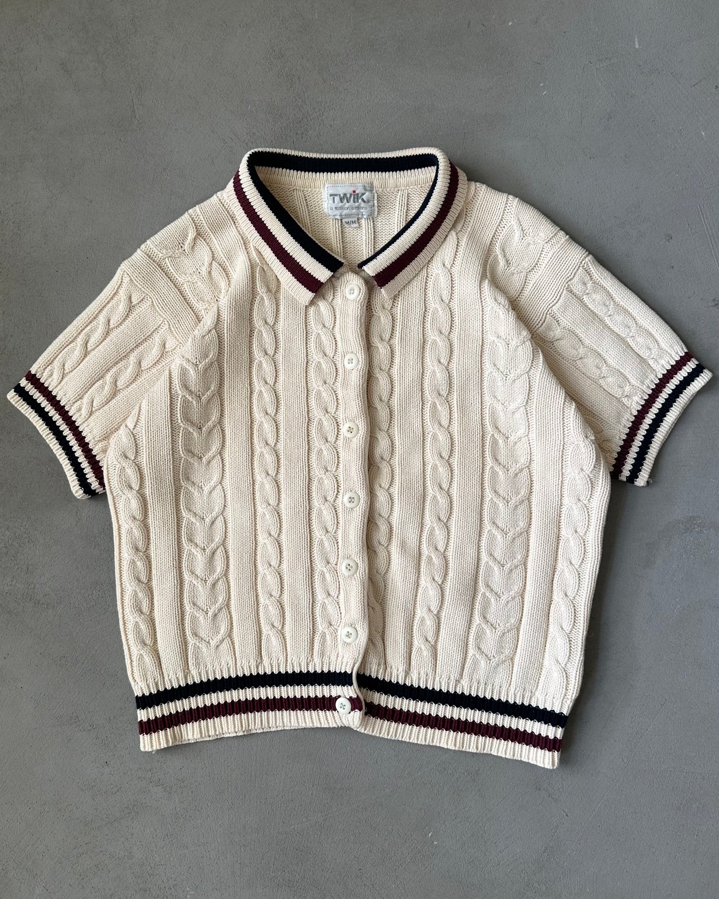 1990s - Cream Women's Knit Polo - (W)M
